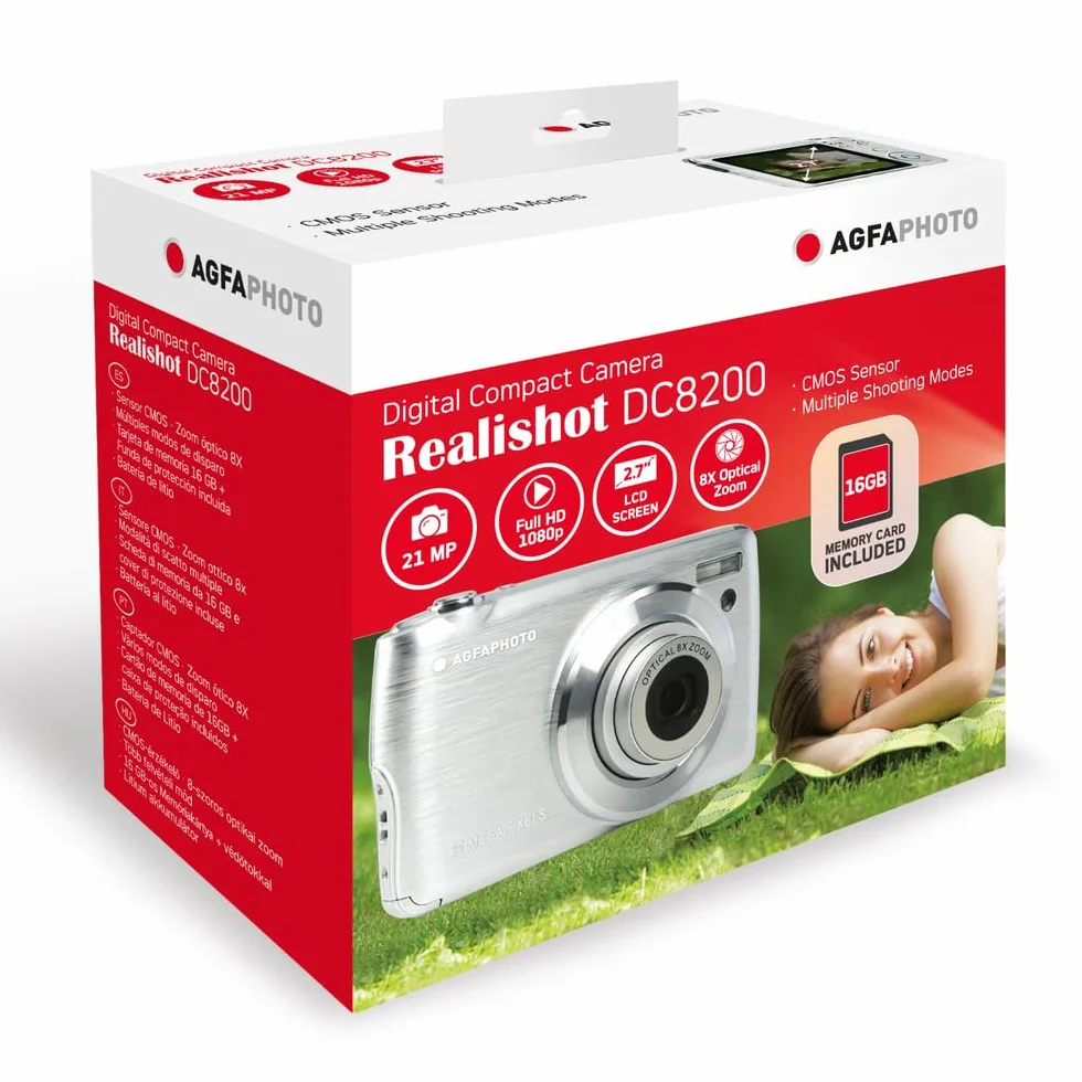 AGFAPHOTO Realishot DC8200 Argent + étui + carte SD 16 Go