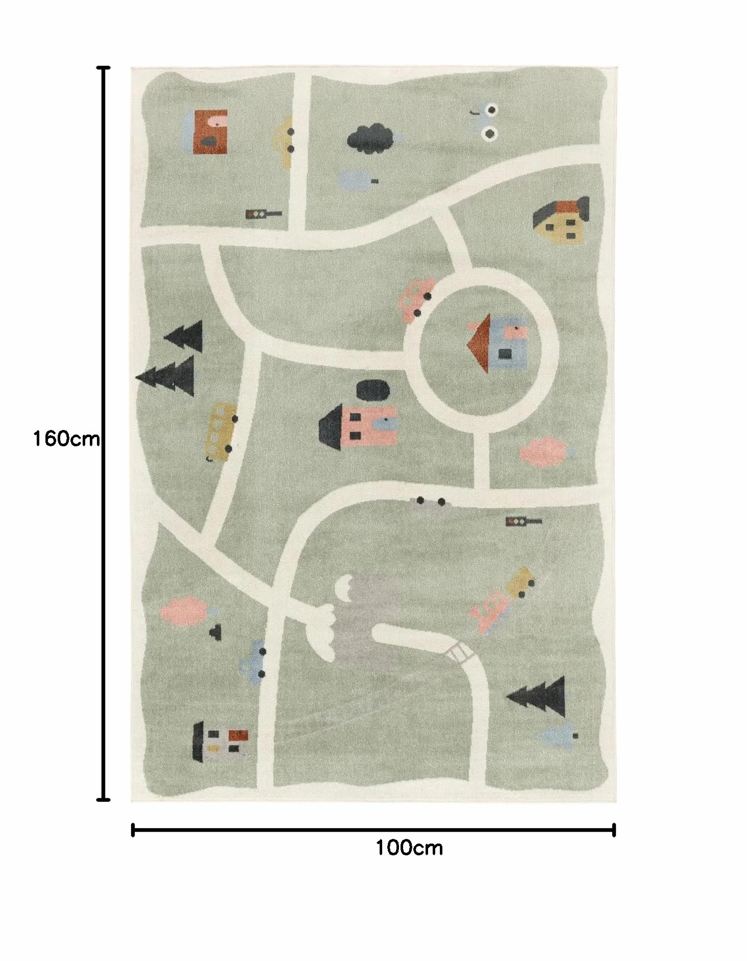 RugVista Road map Dywan dziecięcy 100 x 160 cm Prostokąt Zielony/Multi