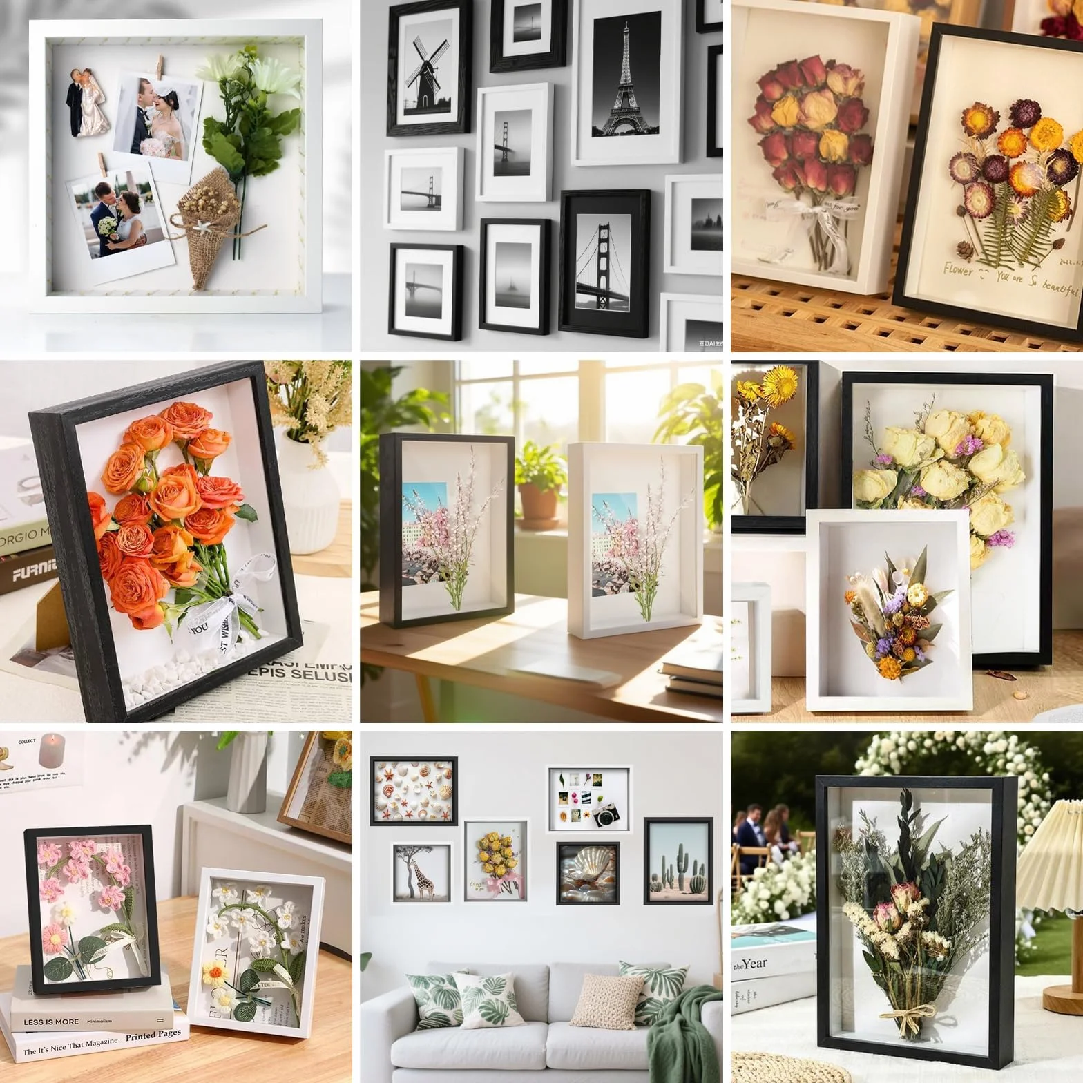 Ramka 3D głęboka z przezroczystą płytą akrylową 29,7 x 21 x 3 cm czarna