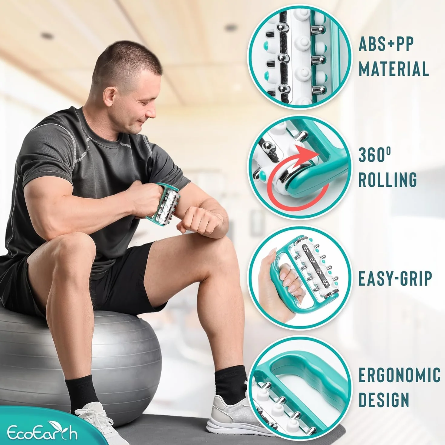 Myofascial Release Cellulite Massager - Green - Lymphatic Drainage Massage Roller for Personal Use - Deep Tissue Therapy - by EcoEarth