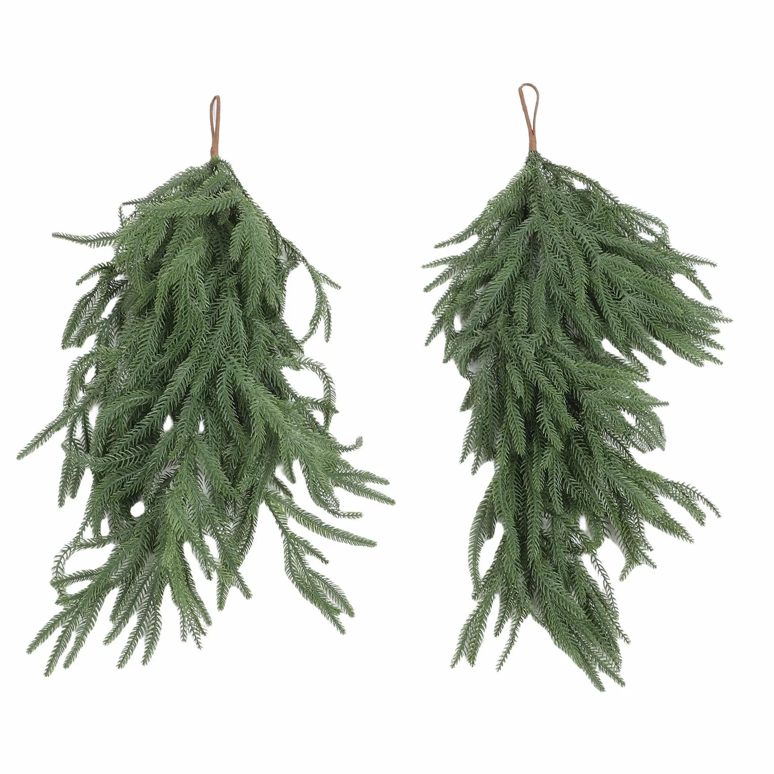 Ausla Norfolk Pine Teardrop Swag, 68 Cm / 26,77 Cali Długości, 2 Sztuki, Zielony Plastik