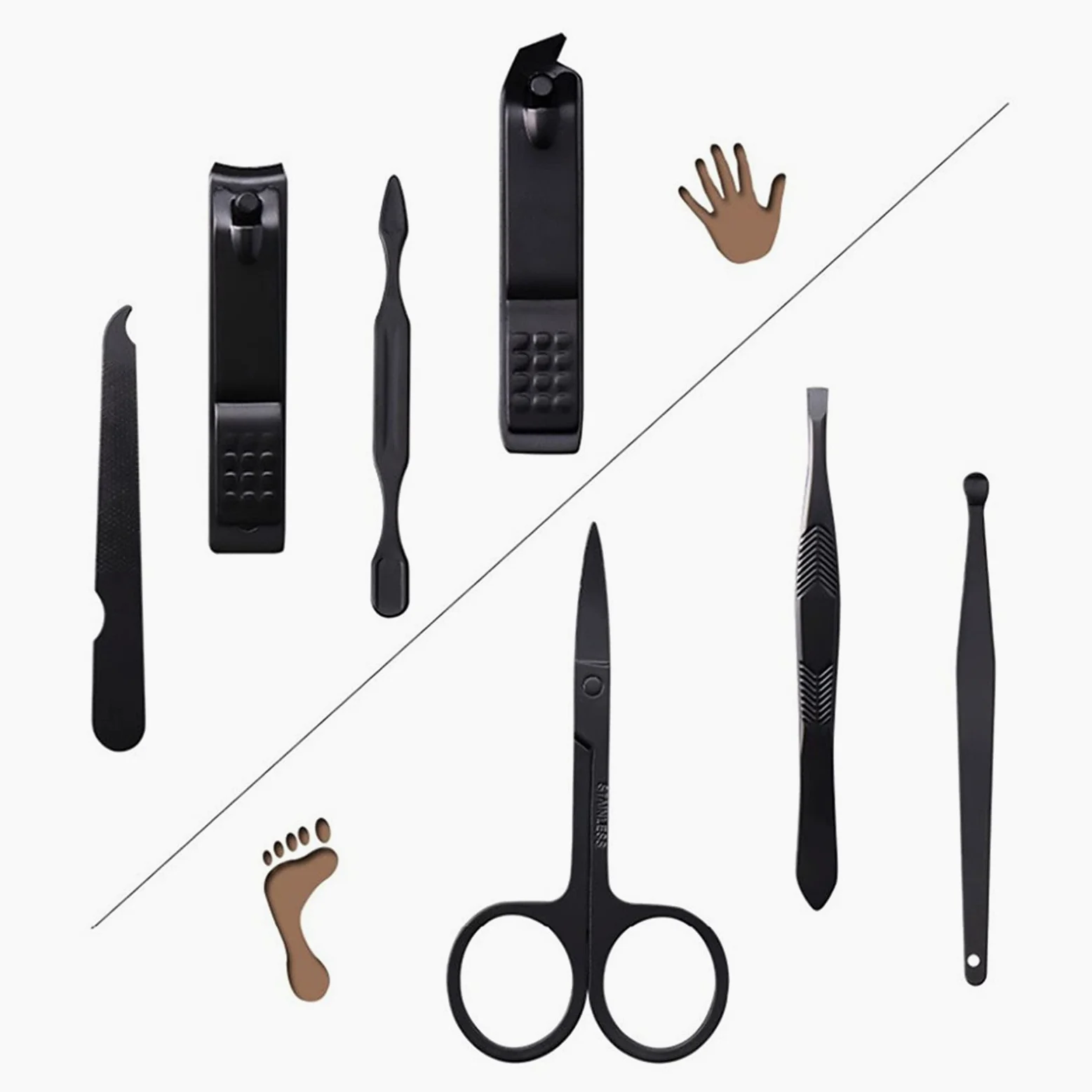 caihuashopping Obcinacz do paznokci zestaw obcinacz do paznokci obcinacz do paznokci czarne obcinacze do paznokci 15 szt. kombinacja 7 szt. frezy do manicure narzędzia akcesoria zestaw do manicure (kolor: 15 obcinacz do manicuru)