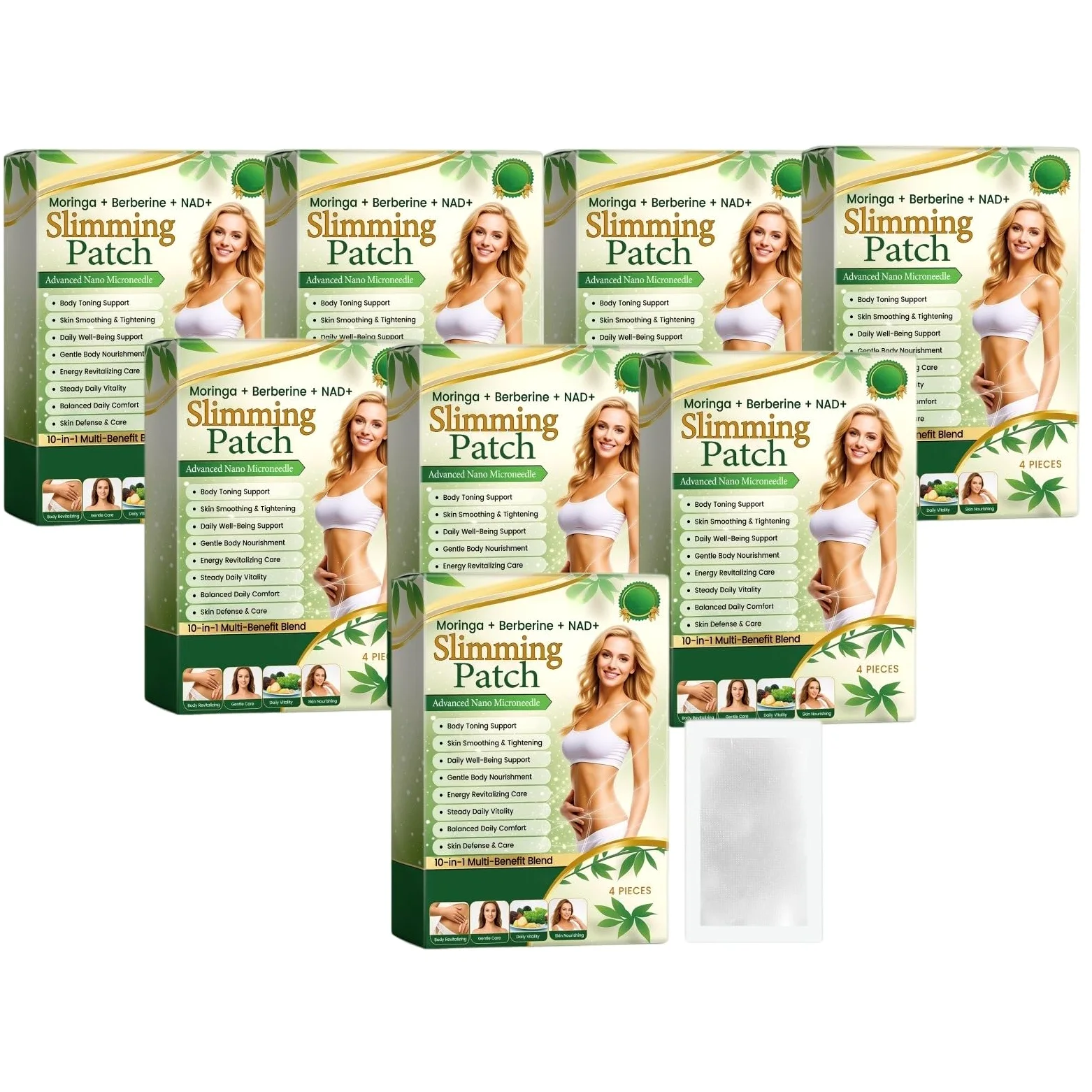 Plaster Nano Microneedle Odchudzający Pakiet Moringa x Berberine 10 w 1, naturalne składniki, łatwa w aplikacji, niewidoczna pod ubraniem, idealna dla mężczyzn i kobiet