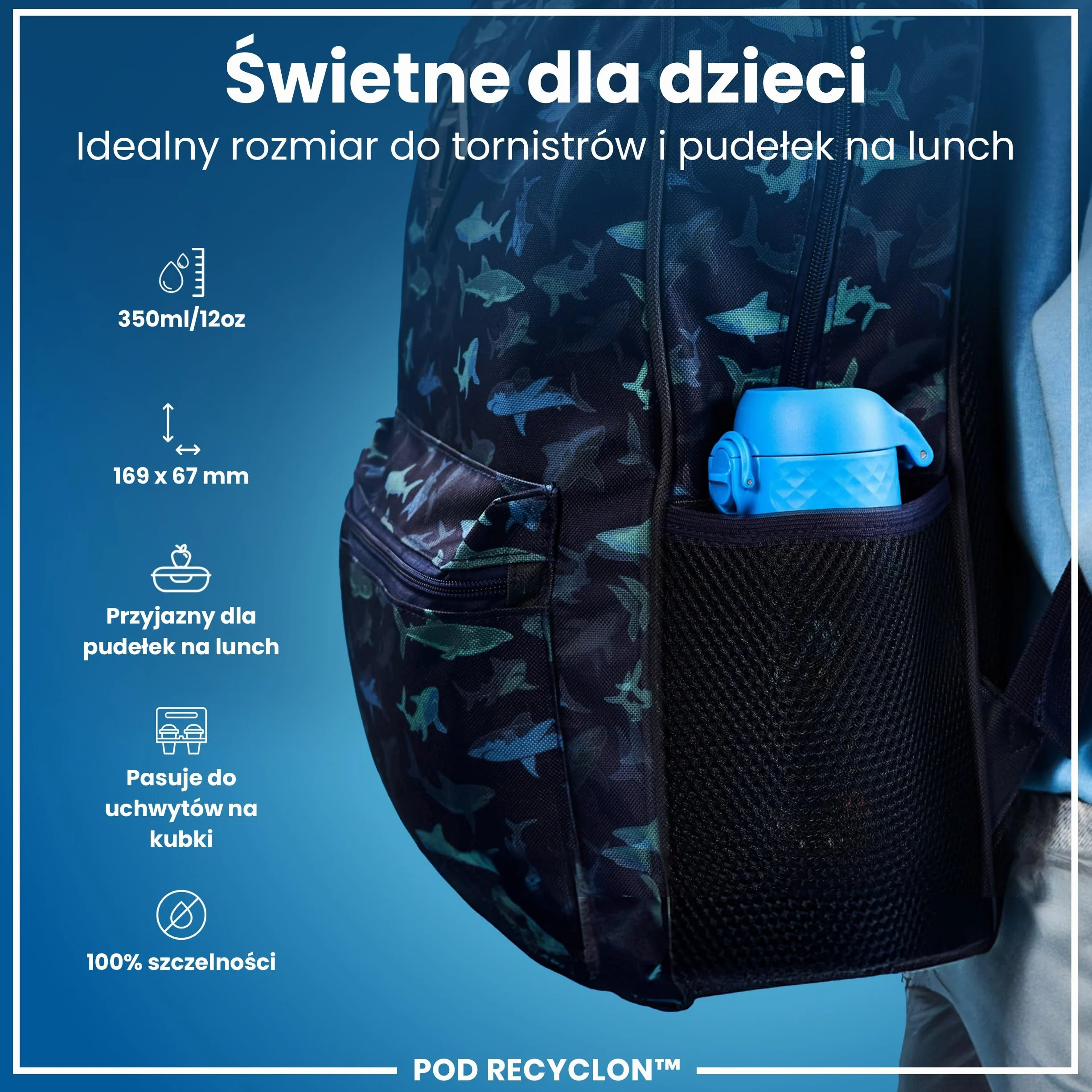 ION8 Butelka dla Dzieci, 350 ml/12 oz, Szczelna, Łatwa do Otwarcia, Bezpieczny Zamek, Można Myć w Zmywarce, Bez BPA, Uchwyt do Przenoszenia, Łatwa do Czyszczenia, Bezwonny, Koty