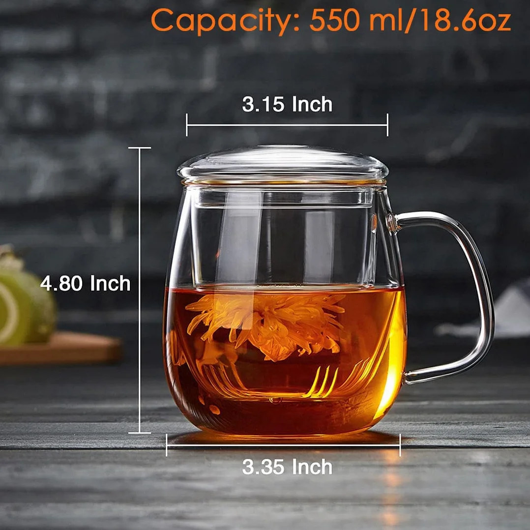 Filiżanka do herbaty z sitkiem i pokrywką 550 ml