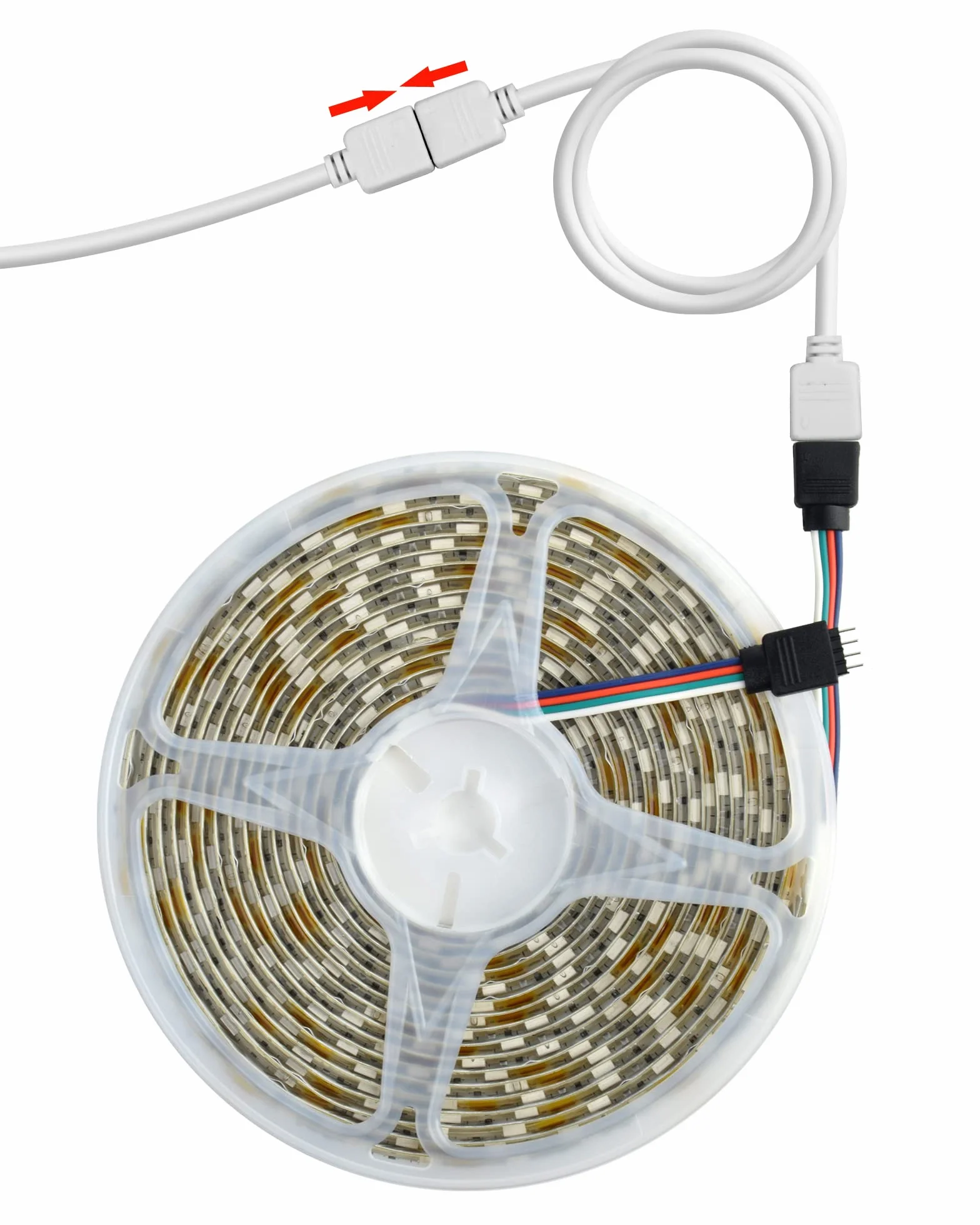 kabel przedłużający do taśmy RGB LED 4 piny, złącza, odpowiedni do taśm LED RGB... (kabel przedłużający 0,3 m)