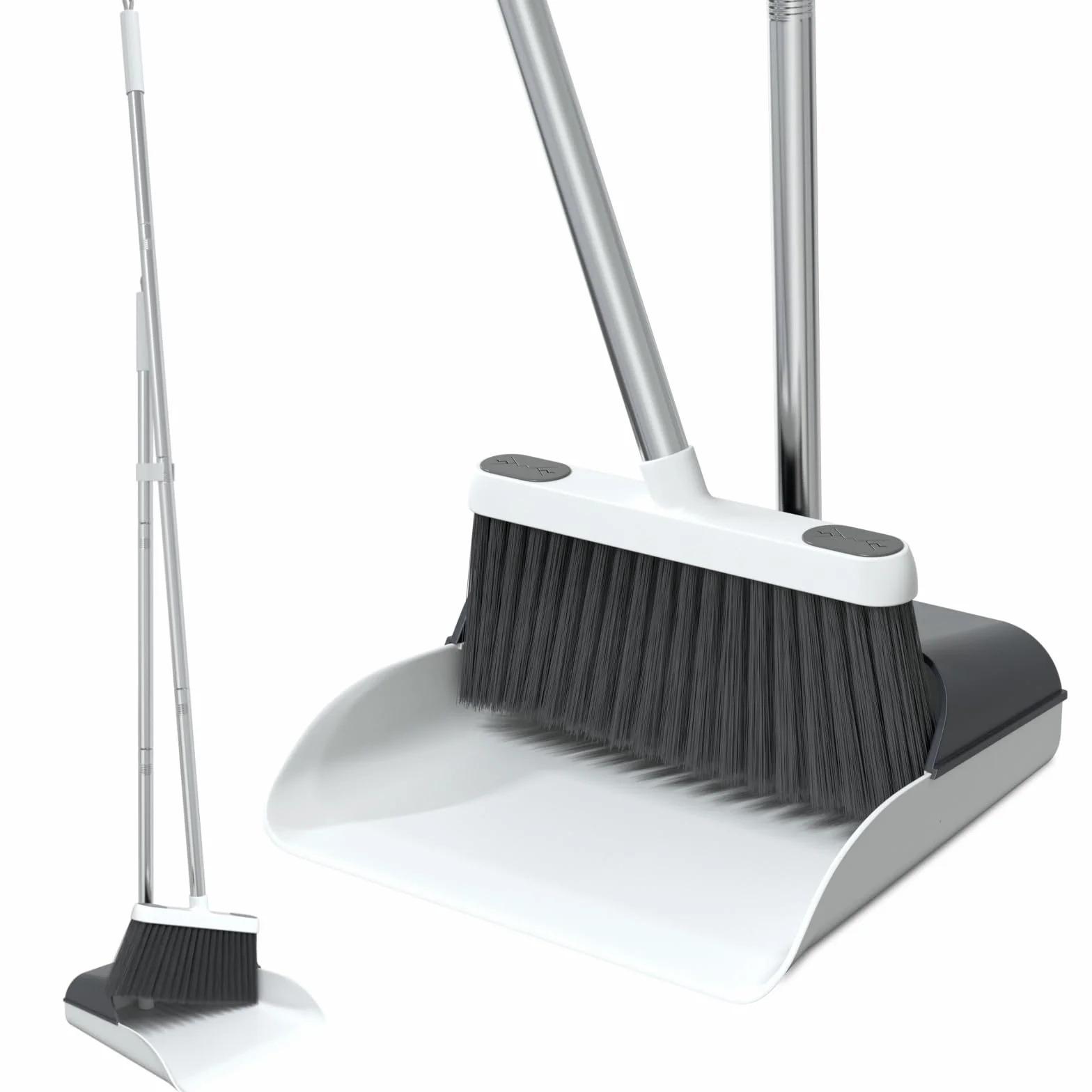 TreeLen Broom with Dustpan Combo Set 50" Długi Uchwyt Standing Dustpan for Household Lobby Kitchen Office Floor Cleaning
