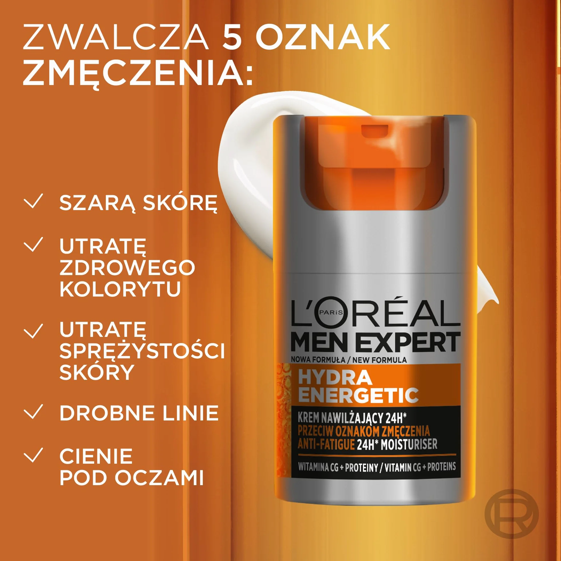 L'Oréal Paris Men Expert Hydra Energetic Krem do twarzy, nawilżający 24h, przeciw oznakom zmęczenia, 50 ml