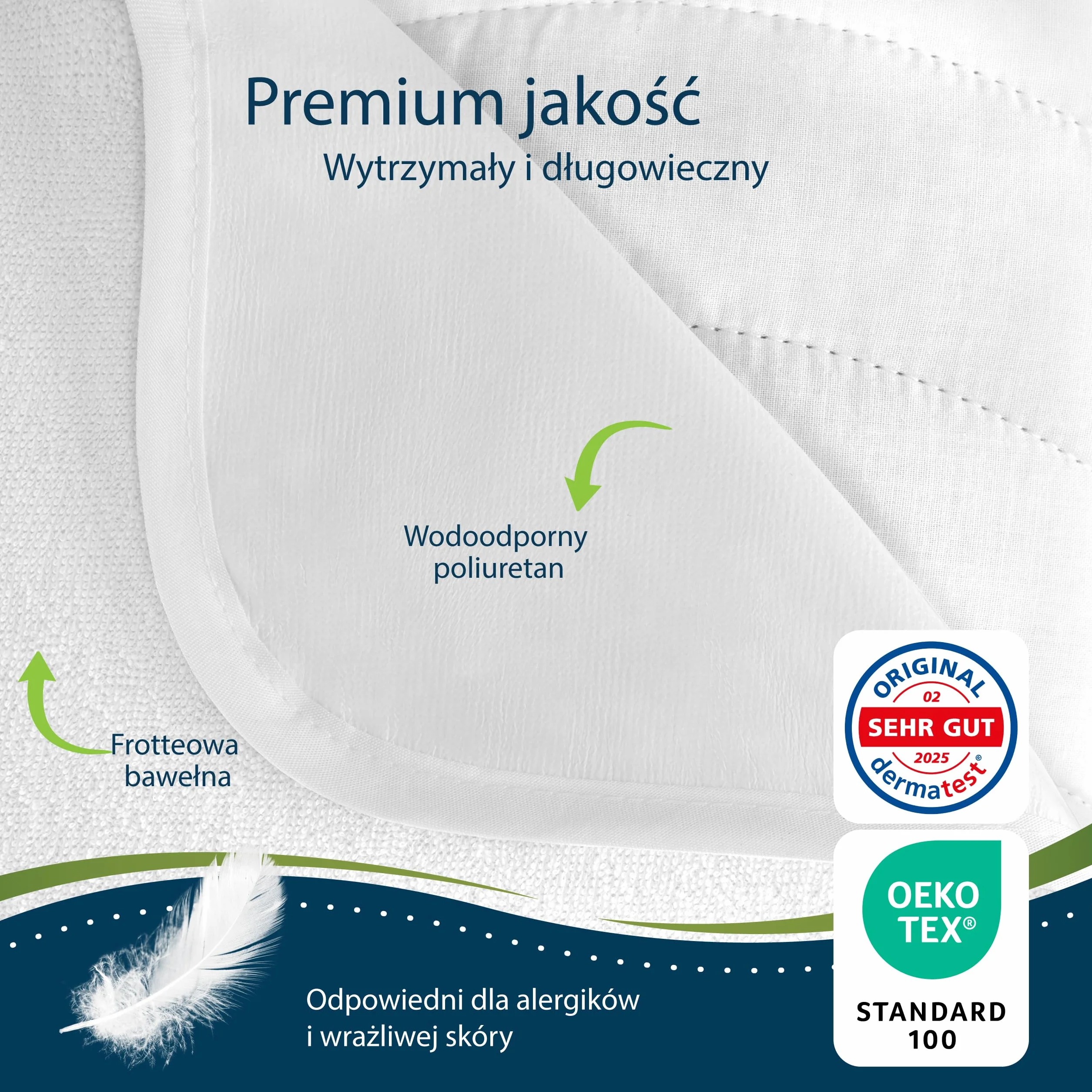 Sensalou Ochraniacz na materac, wodoszczelny, ochrona przed wilgocią, nakładka na materac 90 x 200 cm, biały