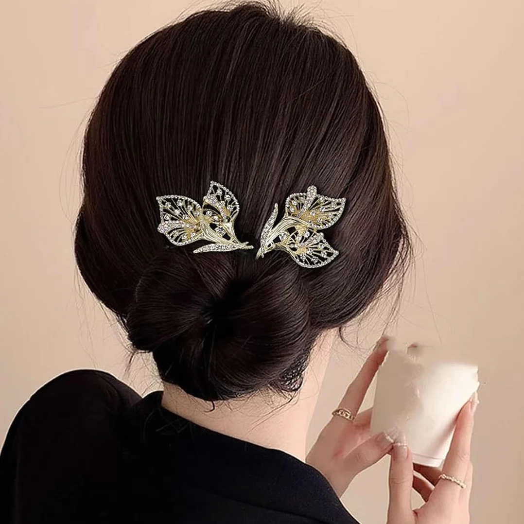 2 sztuki Rock Crystal Flower Hair Akcesoria do włosów, francuski twórca koka skręcanie włosów, Twist Curler Pączek Pączek Twist Maker do włosów