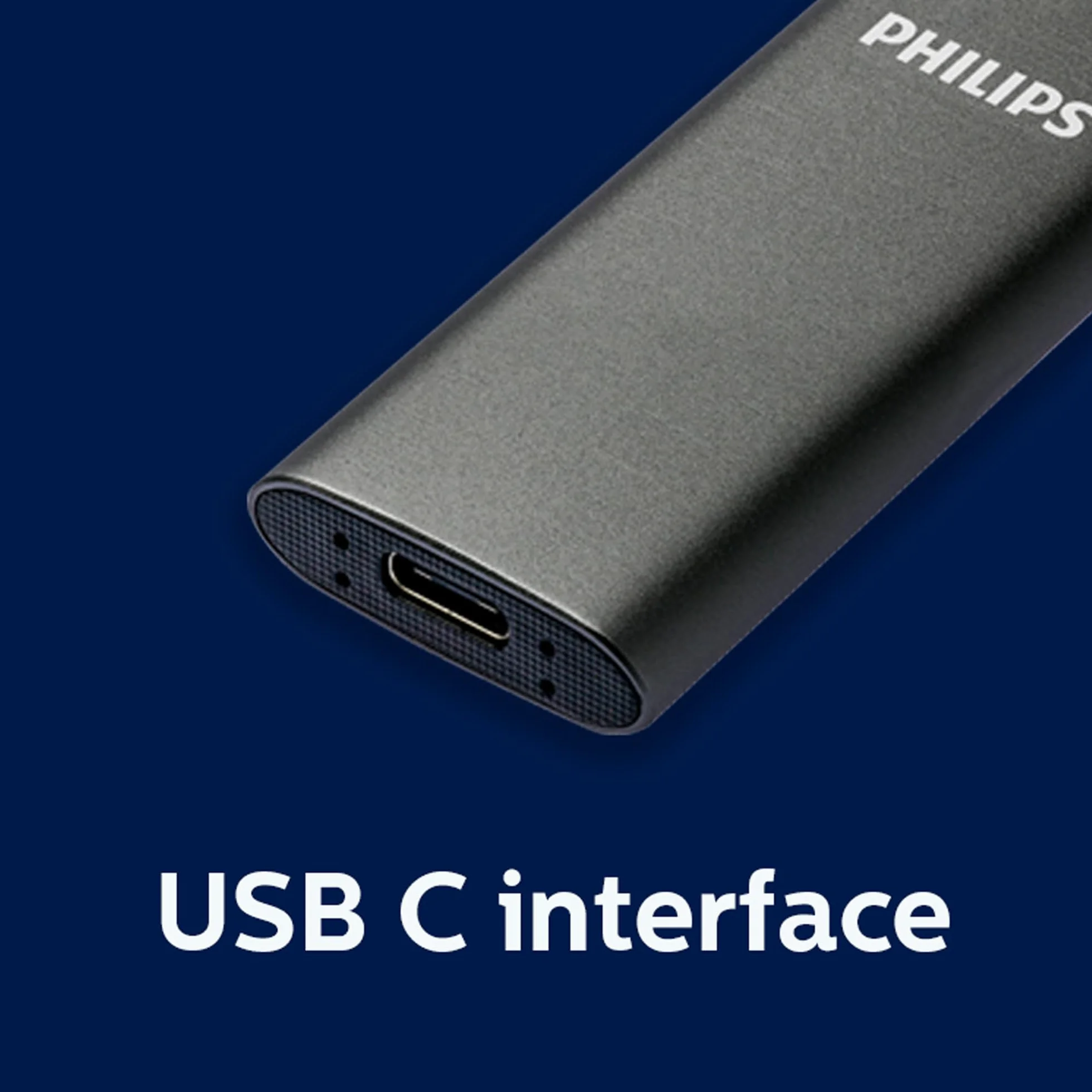 PHILIPS Przenośny zewnętrzny dysk SSD 250 GB - Ultra Slim SATA Ultra Speed USB-C - USB, Odczyt do 540 MB/s, zapis do 540 MB/s, aluminium
