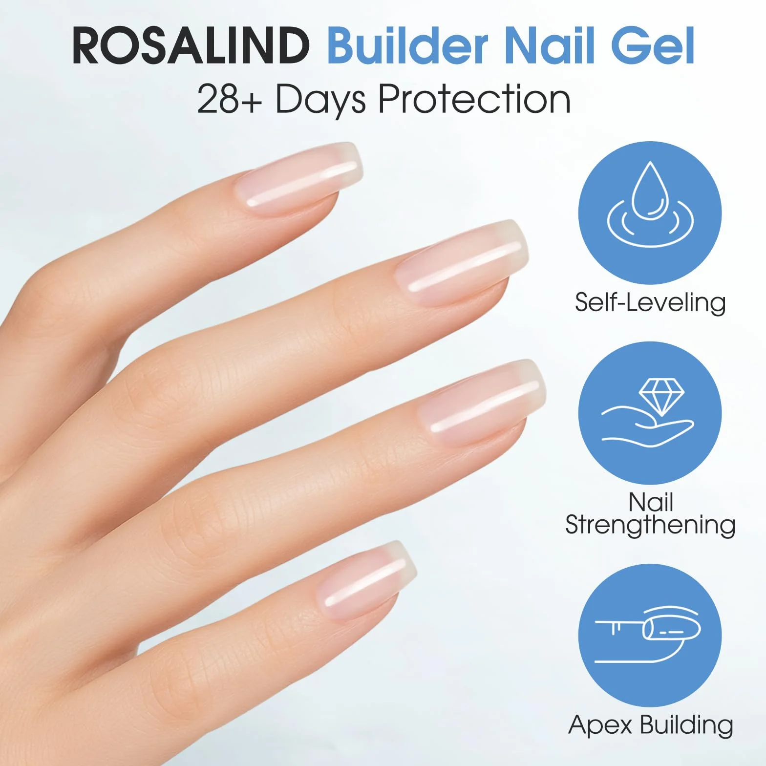 ROSALIND Żel budujący do paznokci żelowych, 11 ml Builder Nail Gel do lakierów UV do wzmocnienia paznokci, UV LED, żel budujący paznokcie Nail Art Manicure