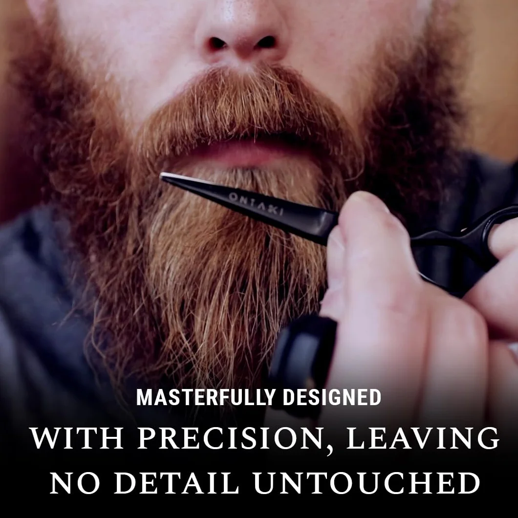 ONTAKI Premium Hand Forged Japans Steel Hair Bangs Scissors Cut Trim Groom Facial Hair Bangs (5,5 Black) Nożyczki do włosów, nożyczki fryzjerskie, nożyczki fryzjerskie (5.5" Black)