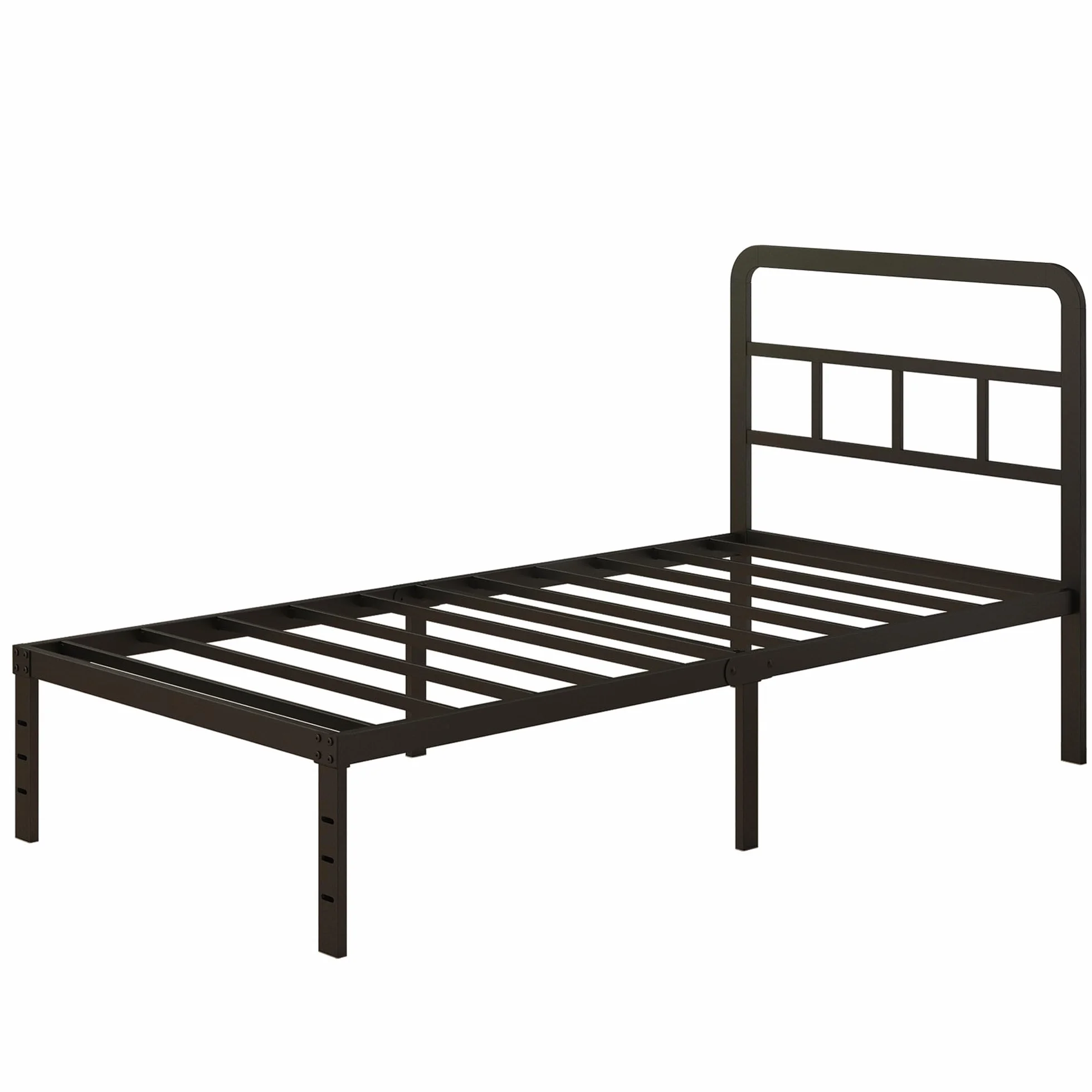 Lutown-Teen Europejska rama łóżka pojedynczego 36 cm wysokości 90x200 z zakrzywionym zagłówkiem, wzmocniona metalowa rama łóżka pojedynczego 3ft ze stalowymi listwami, miejsce do przechowywania pod