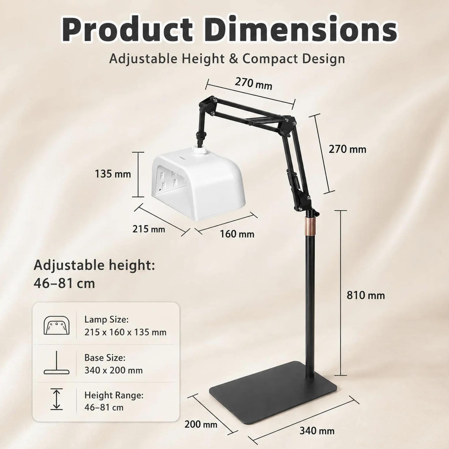 Lampa do Pedicure ze Stojakiem, Lampa UV LED do Utwardzania Żelu | Do Salonu lub Domu, Suszarka 48 W z Akumulatorem, 33 Diody LED, 4 Timery i Obrotowy Stojak do Manicure i Pedicure