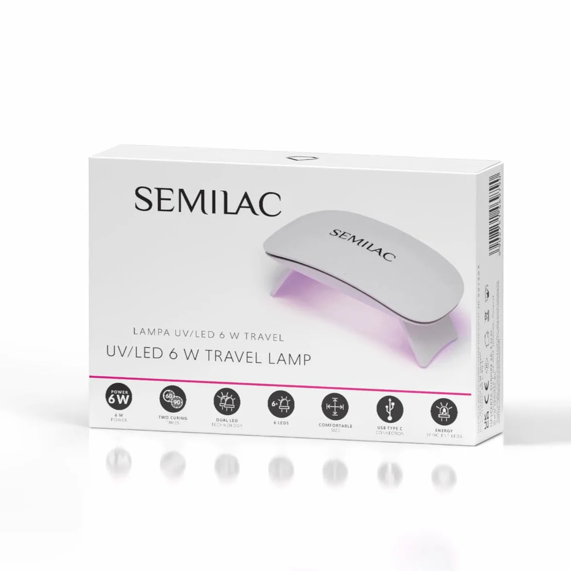 Semilac Mini Lampa Uv Led Do Paznokci Manicure Hybrydy Travel 6w
