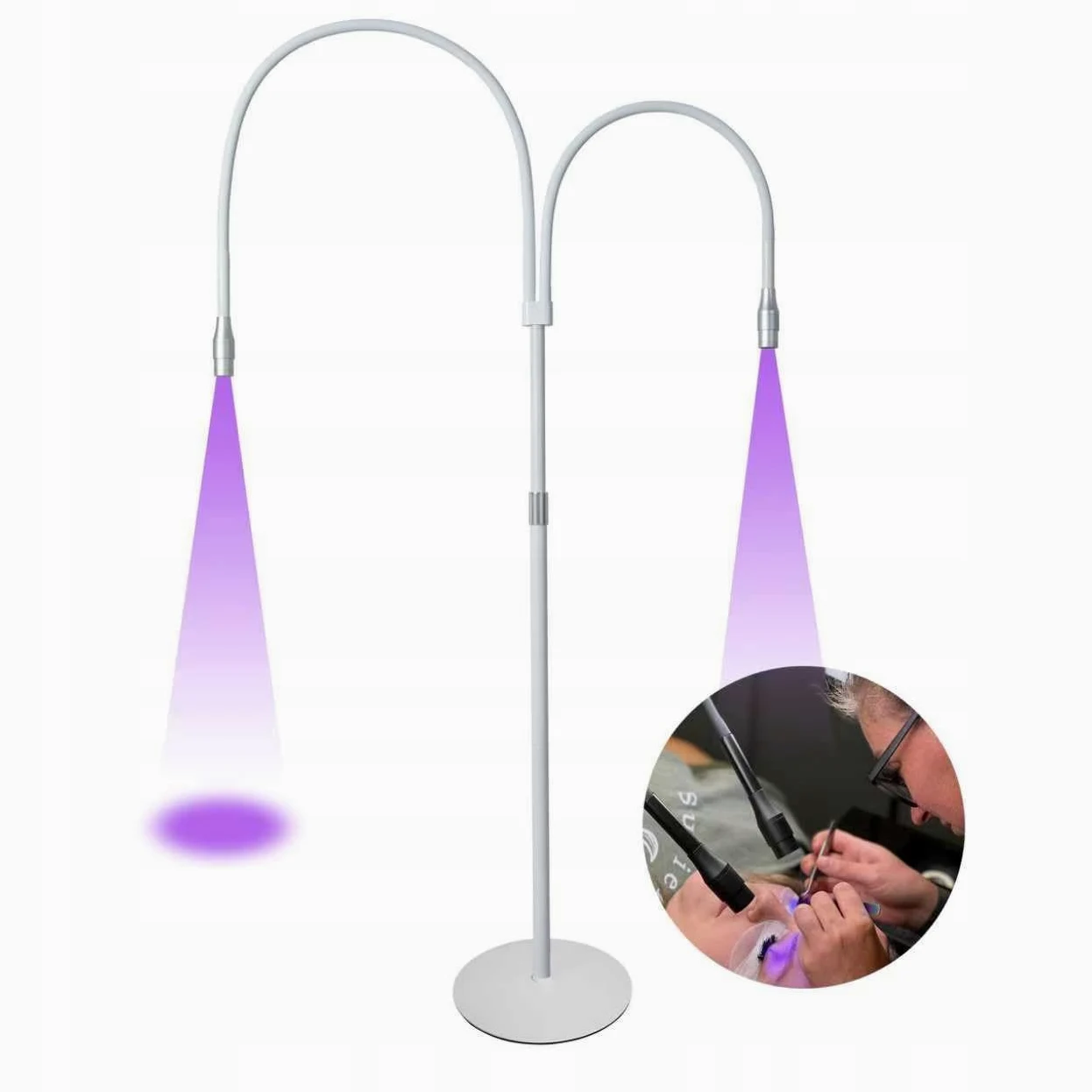Podwójna lampa UV LED biała z okularami | Podwójna lampa UV LED, kolor biały, okulary ochronne w zestawie