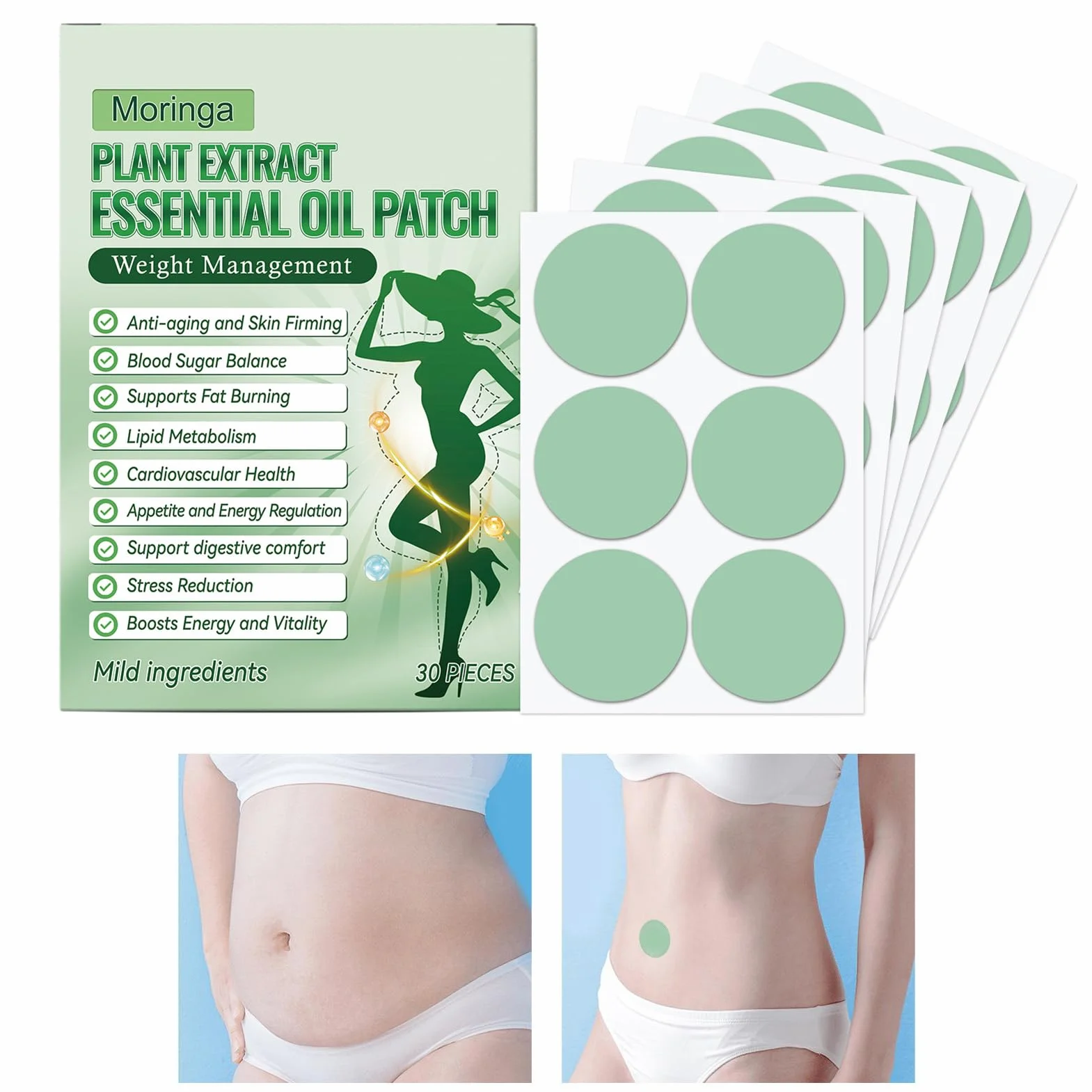 Nano-igłowe plastry do odchudzania, Slim Patch do odchudzania, plastry odchudzające brzuch, 2026 naturalne nano-plastry na mikroigły, 9 w 1, do wszystkich rodzajów skóry (60 sztuk/2 pudełka)