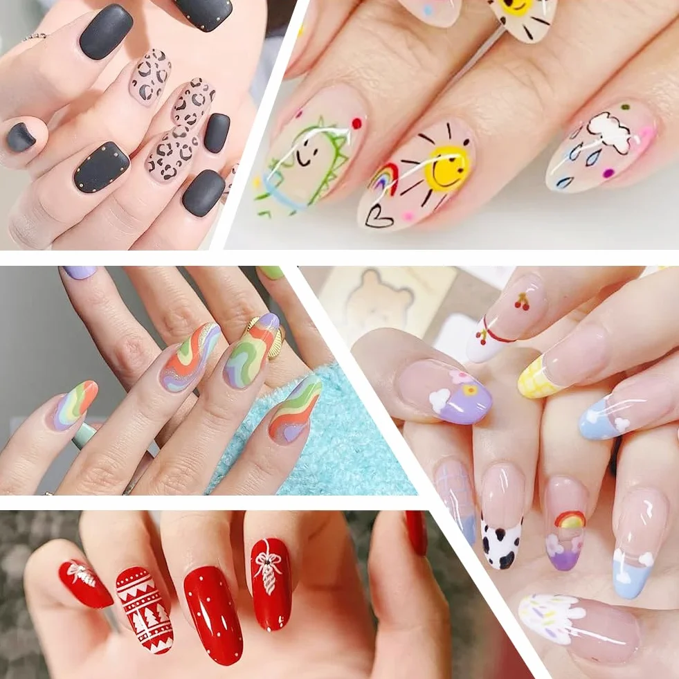 Zestaw 12 kolorowych lakierów do paznokci w pisaku, markery 3D Gel Nail Art, pisaki do lakieru do paznokci do projektowania paznokci DIY sztuka paznokci, Nail Art Pen, końcówki do paznokci