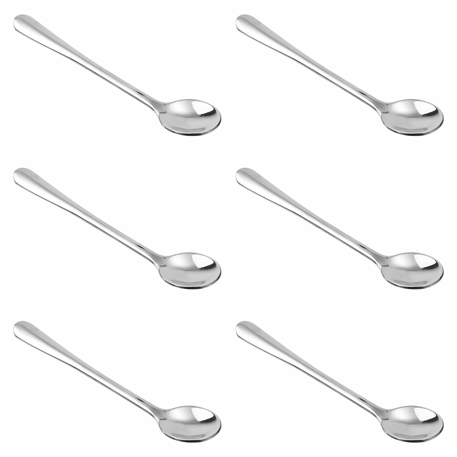 Małe Łyżeczki ze Stali Nierdzewnej 7,5 x 1,5 cm Zestaw 6 Sztuk do Przypraw Soli Cukru Miodu