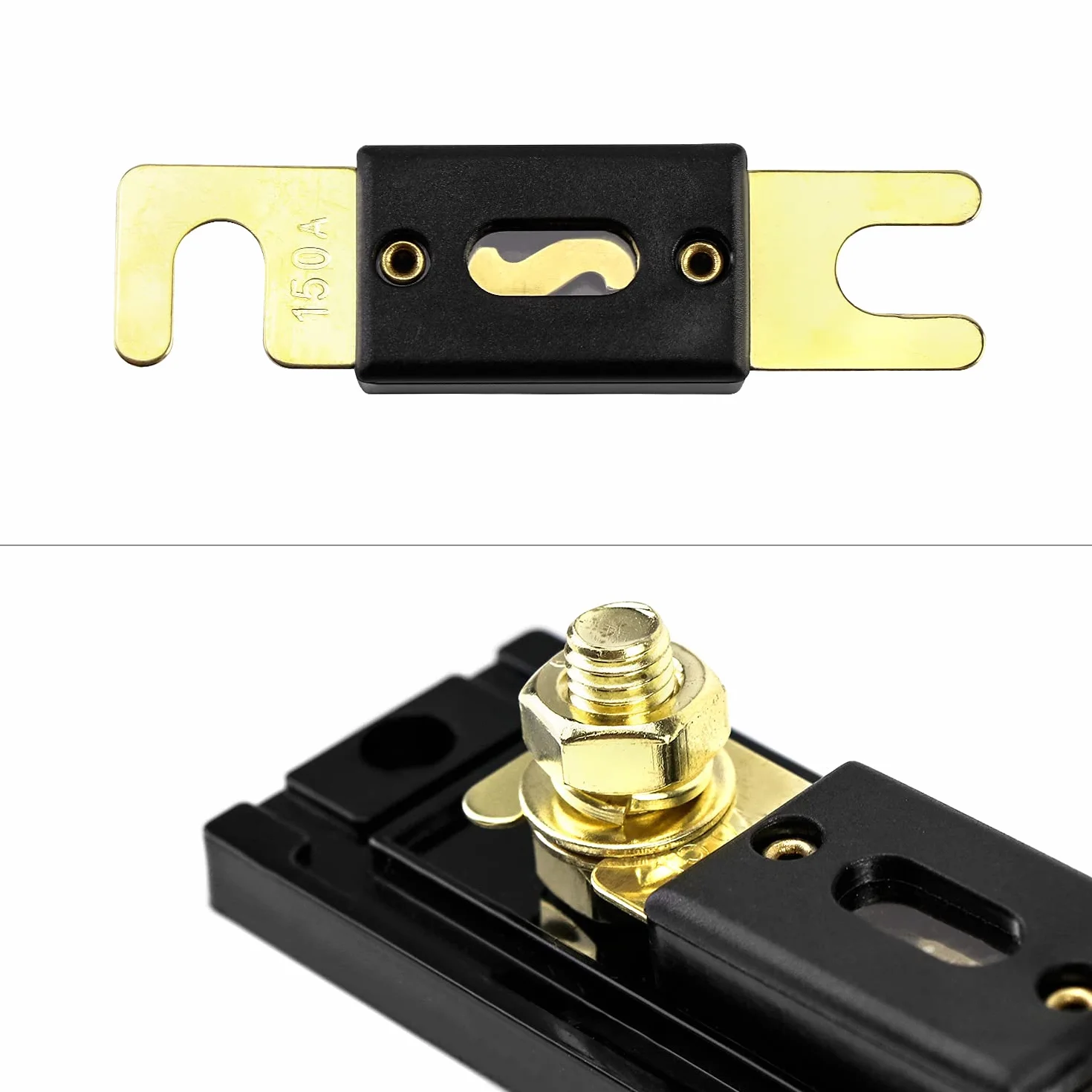 Uchwyt bezpiecznika QWORK ANL o grubości 0/2/4 z bezpiecznikiem 150 Amp ANL, 2 sztuki
