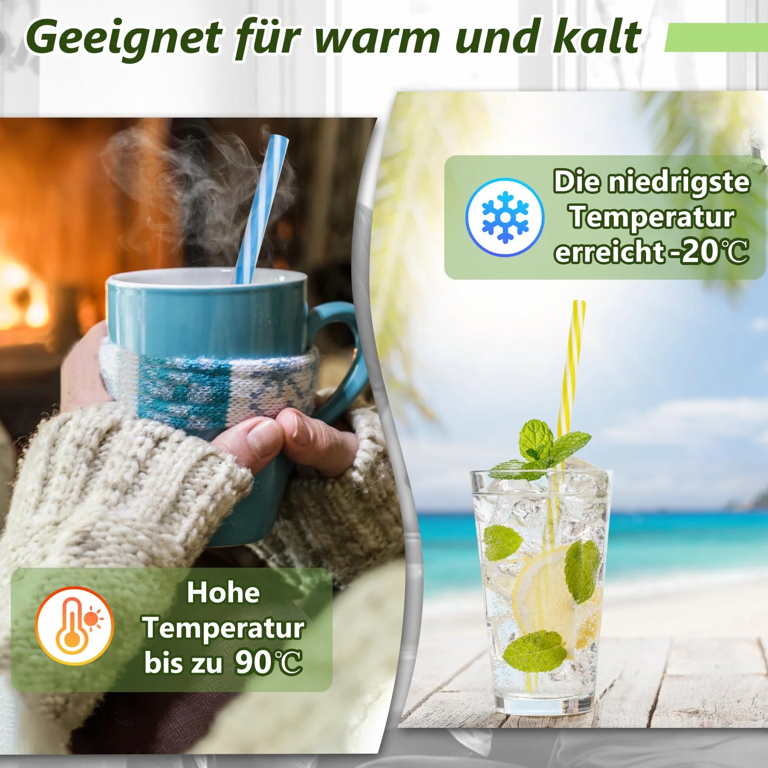 Plastikowe słomki wielokrotnego użytku 80 sztuk z szczoteczką do smoothie, soków, napojów gorących (0,28 cala, 9,06 cala)