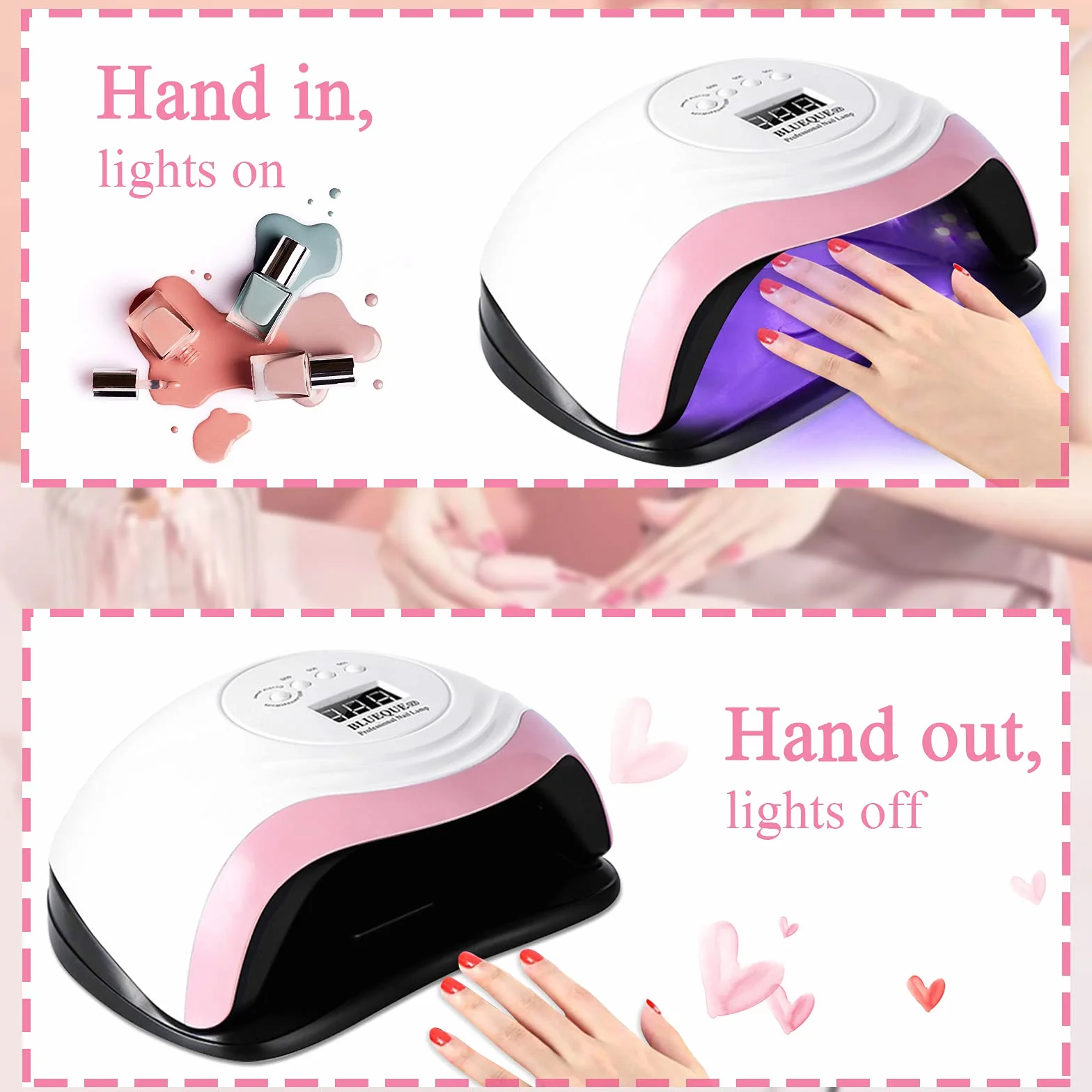 JOYBOY 168W Lámpara LED Uñas,Lampara Secadora de LED/UV,Gel Curado Máquina 36LED y Pantalla LED,Lampara UV LED Uñas con 4 Temporizador de 10s,30s,60s 99s Para Manicura Pedicure Nail Art