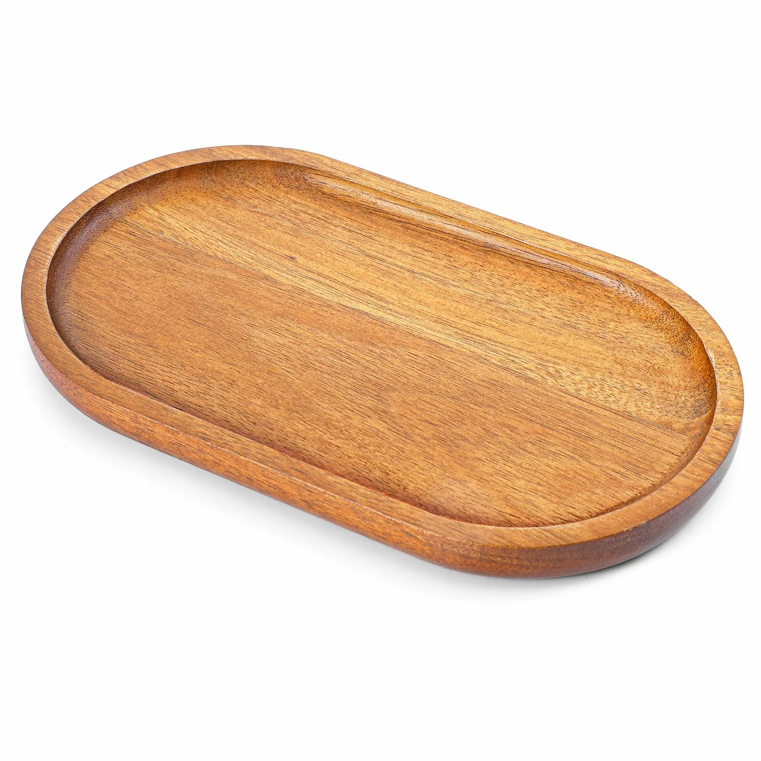 Owalna taca z drewna akacjowego 18,3 x 10,6 cm drewniana półmisek do serwowania dekoracyjna