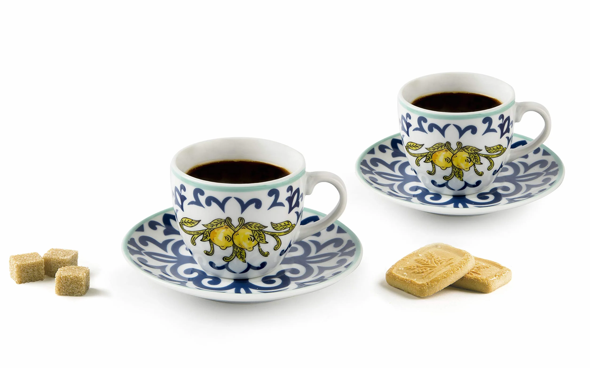 Excelsa Amalfi zestaw 6 filiżanek do espresso ze spodkiem, porcelana