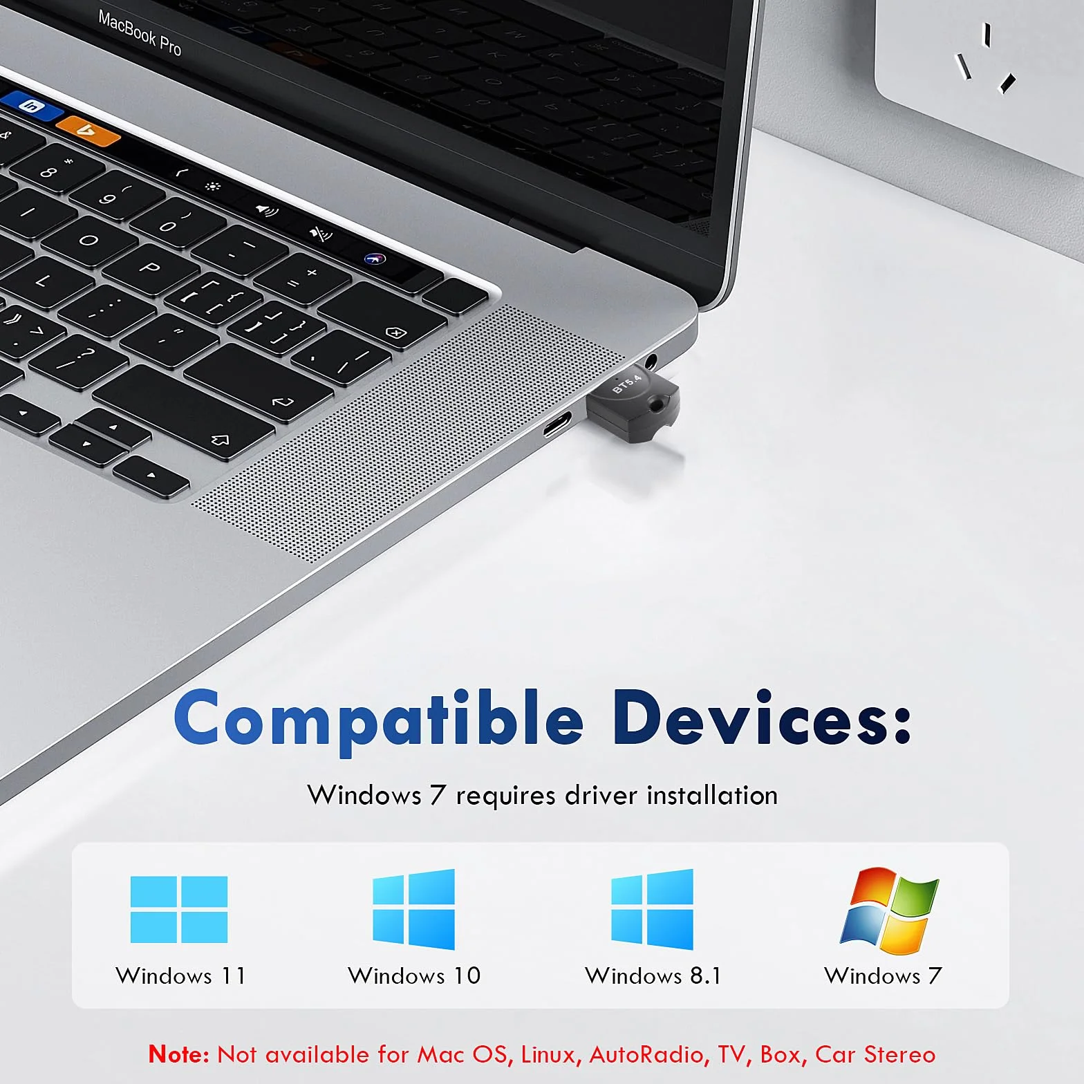 Adapter Bluetooth PC, Dongle do Myszy, Klawiatury, Słuchawek, Telefonu, Adapter USB do Windows 11/10/8.1/7 (A)