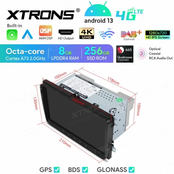 XTRONS IQ92MTVP Radio do Golf Passat Polo Tiguan Touran GPS Android 12 8 GB + 256