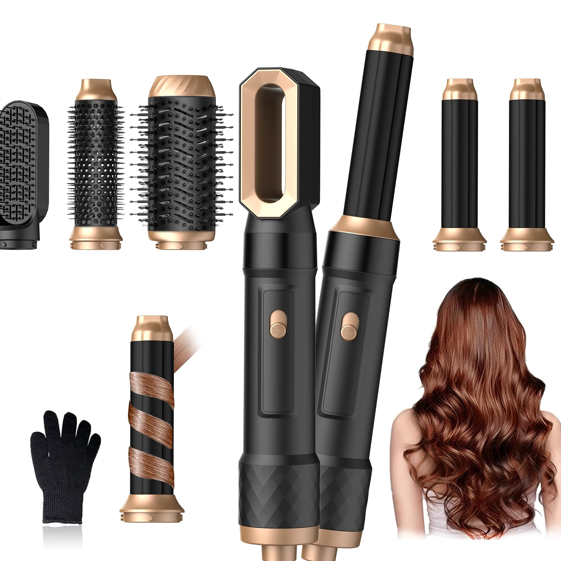 Hairstyler 6 w 1 Air Styler, 1000 W, okrągła suszarka do włosów, do stylizacji i suszenia z lokówką powietrzną, okrągłą suszarką do włosów, szczotką do suszarki, szczotką z ciepłym powietrzem
