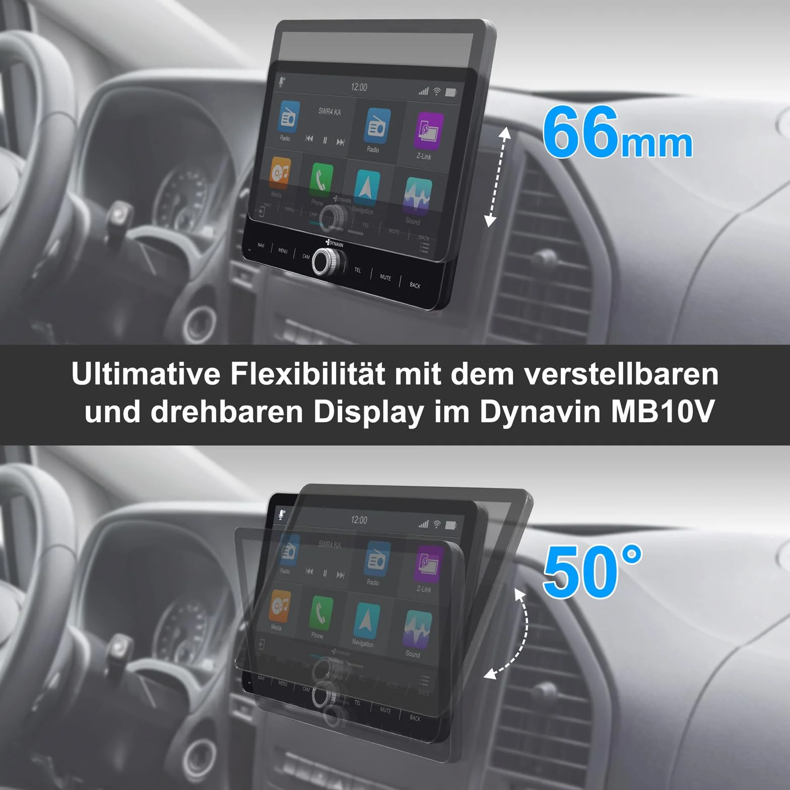 DYNAVIN Radio samochodowe z systemem Android do Mercedes Sprinter Vito Viano W639 klasa A: 10,1 cala radio z bezprzewodowym Carplay i Android Auto | wyświetlacz Head-up | w zestawie DAB+; D9-MB10V
