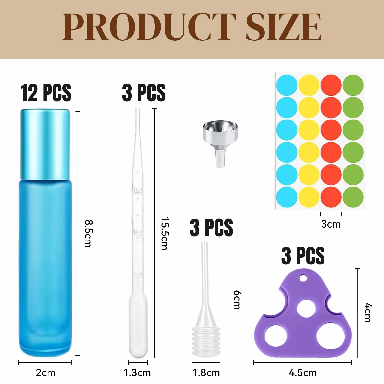 12 sztuk 10 ml Roll On szklane butelki na olejki eteryczne, puste butelki z kulką ze stali nierdzewnej, otwieracz, kroplomierzem i lejkiem, kolorowe do perfum, masażu, aromaterapii (10