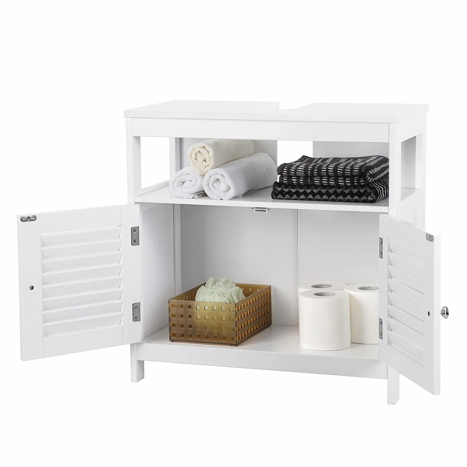 VASAGLE Szafka pod umywalkę 60x60x30 cm biała BBC02WT