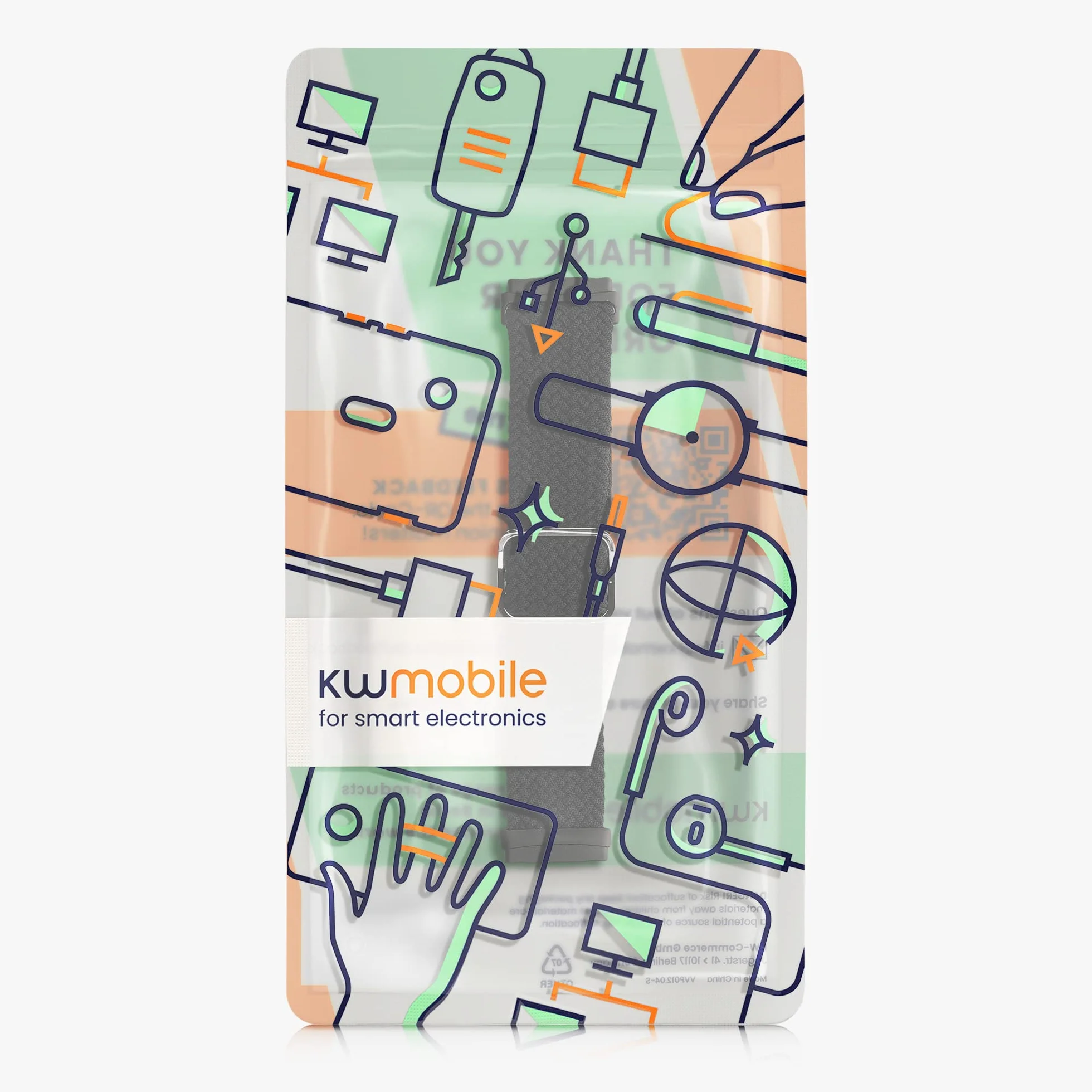 kwmobile Bransoletka kompatybilna z Fitbit Versa 3 / Sense – nylonowa bransoletka sportowa w kolorze czarnym – wymiary wewnętrzne
