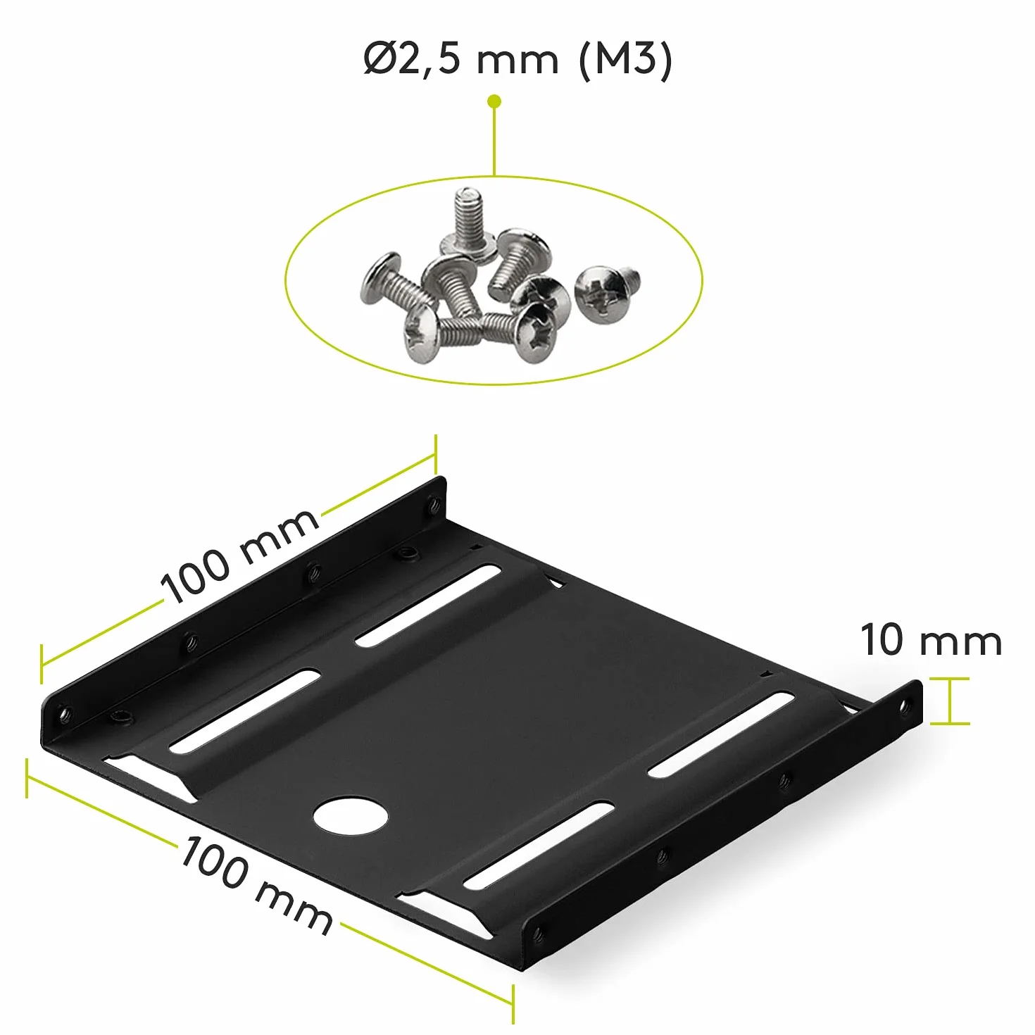 Goobay 93990 2,5" ramka do montażu dysku twardego na 3,5" — 1-krotnie nadaje się do montażu dysku twardego 2,5" w kieszeni obudowy 3,5", czarna