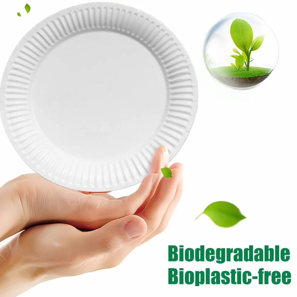 Talerze papierowe biodegradowalne 100 sztuk Ø 18 cm 250 g/m²