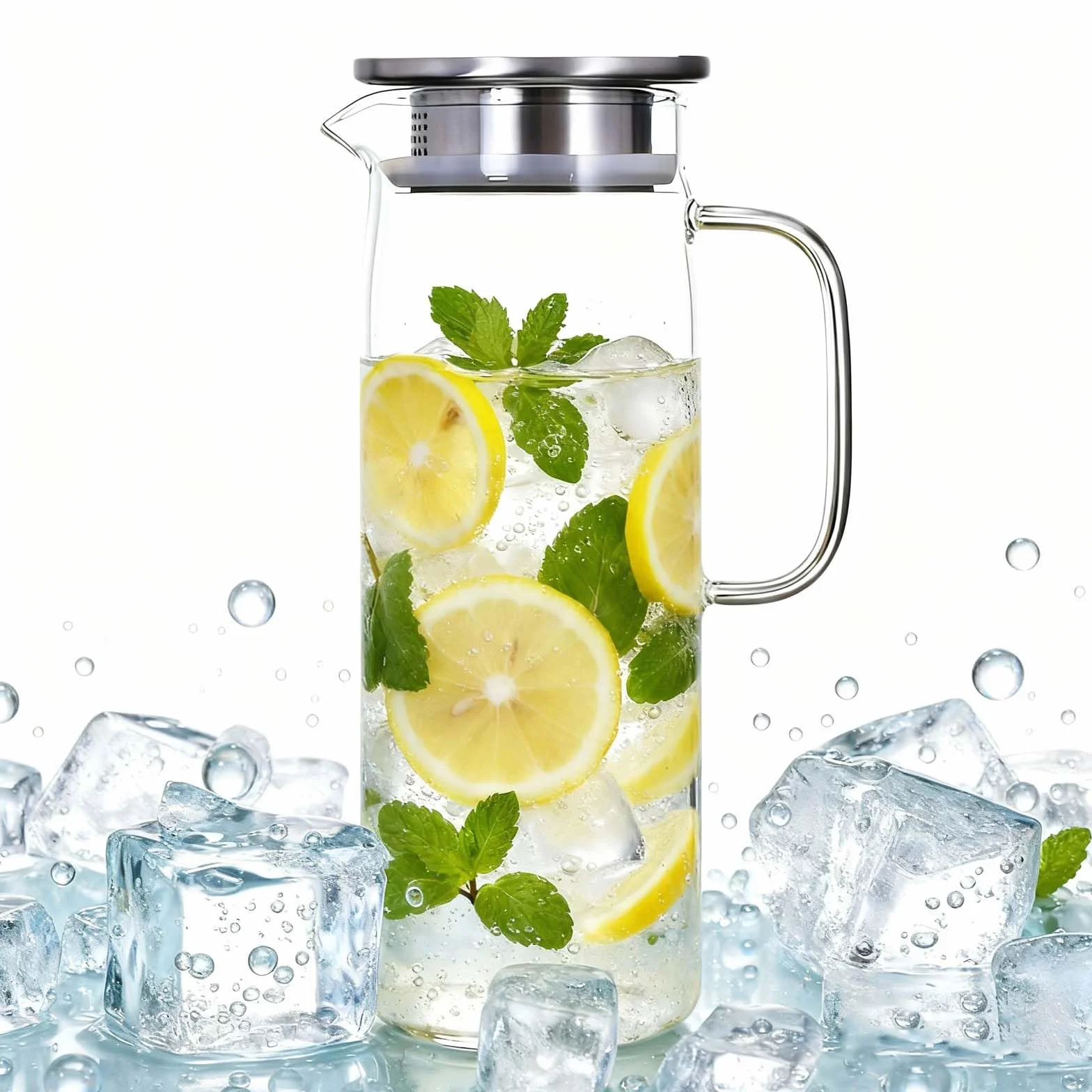 Szklana karafka 1,5 l z pokrywką do wody i herbaty