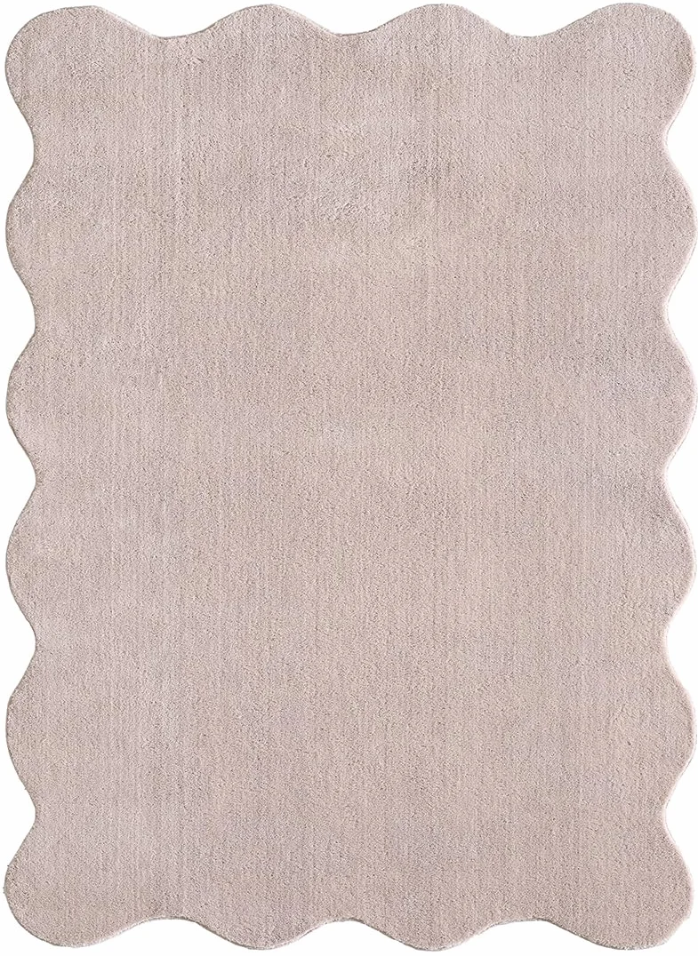 the carpet Dywan Lina w kształcie muszli, sztuczne futro, puszysty dywan, antypoślizgowy spód, nadaje się do prania, super miękki, różowy, 140 x 200 cm