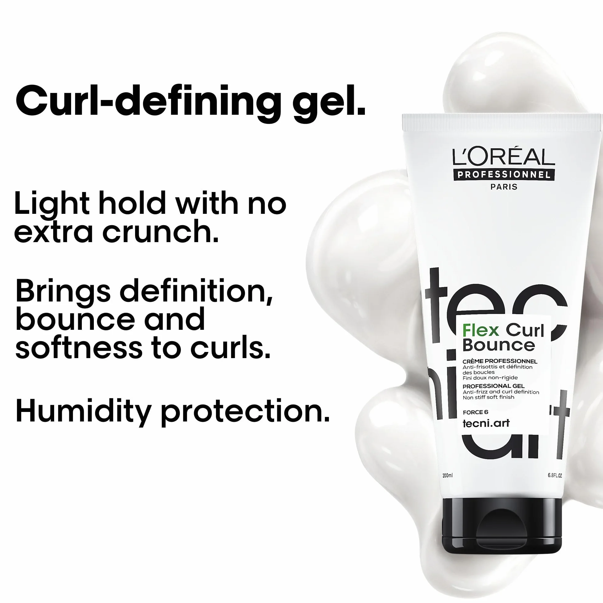 L'Oréal Professionnel krem do stylizacji zdefiniowanych loków, z włóknami regenerującymi dla elastycznego kształtu bez klejenia, Tecni.Art Flex Curl Bounce, 200 ml