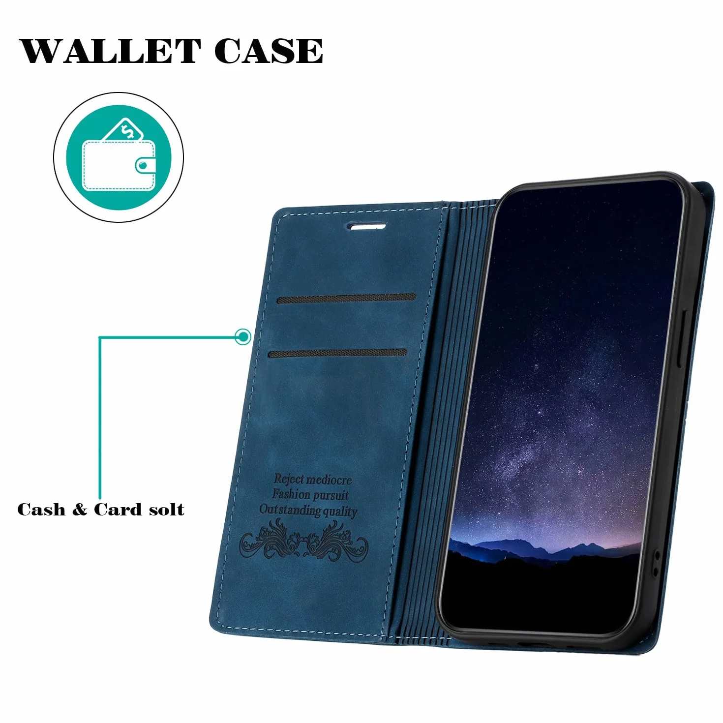 Etui z Klapką dla Google Pixel 8 Pro, etui z klapką stojak magnetyczne zamknięcie etui na telefon z [przegródkami na karty] i [podpórką] do Google 8 Pro (Niebieski)