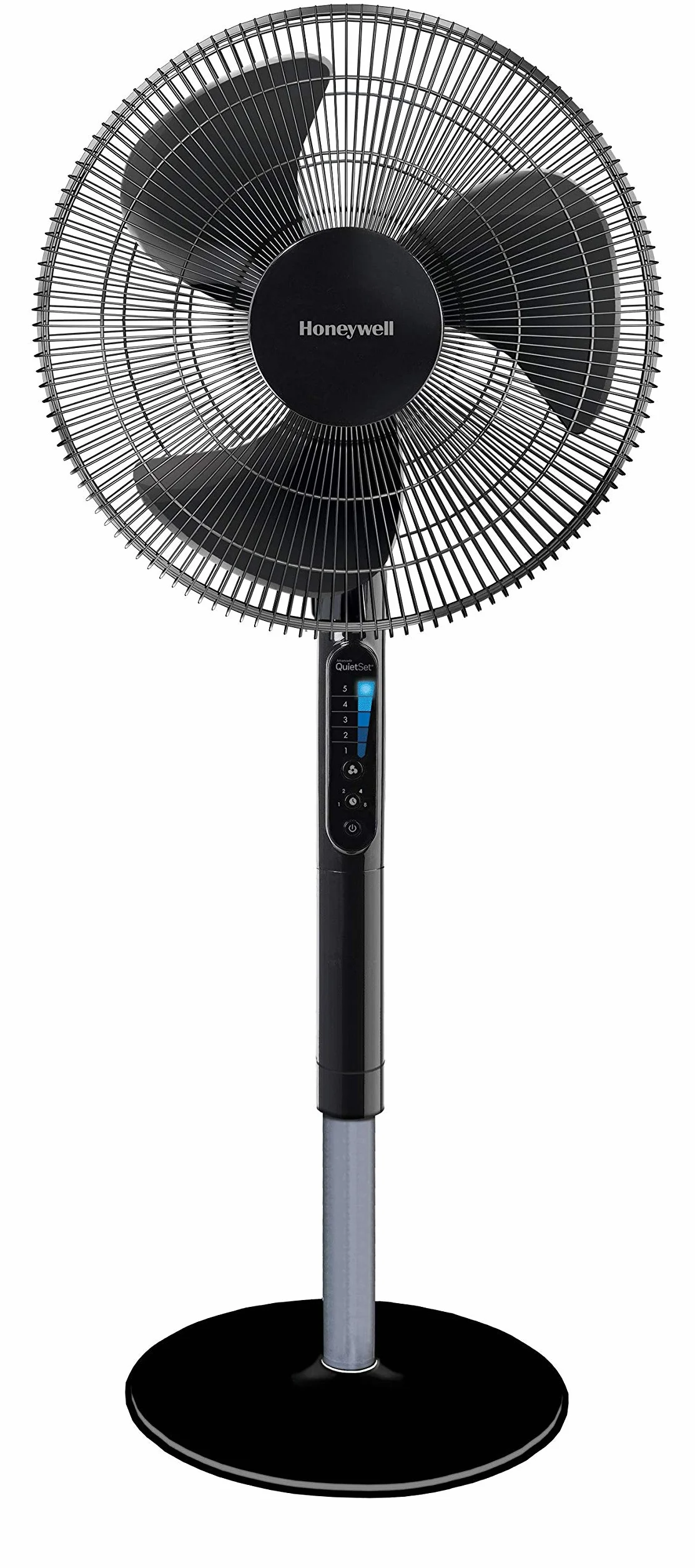 Wentylator stojący Honeywell Advanced QuietSet z funkcją oscylacji (5 poziomów prędkości, programator czasowy, oscylacja w zakresie 70°, regulacja wysokości, sterowanie pilotem, łatwość korzystania) HSF600B
