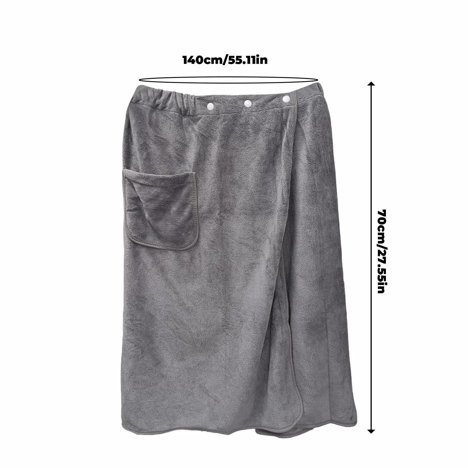 Kilt do sauny dla mężczyzn, duży ręcznik z przyciskami (70 cm x 140 cm), regulowany, wygodny, bardzo chłonny, do sauny, siłowni, prysznica i plaży (szary)