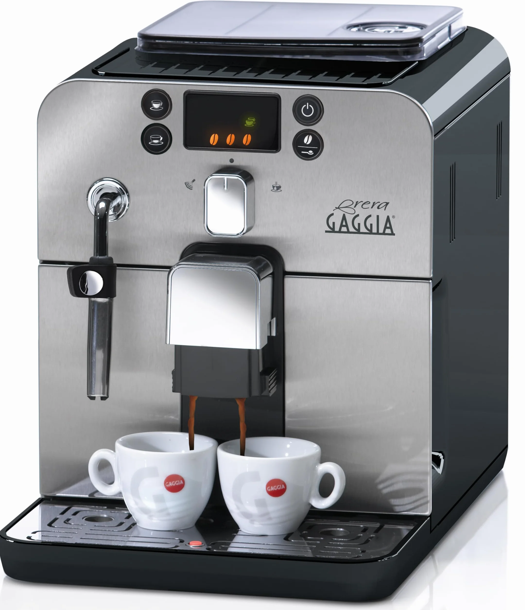 Gaggia RI9305/11 Brera – w pełni automatyczny ekspres do kawy, do espresso i cappuccino, ziaren kawy lub mielonej, 1400 W, srebrny/czarny, 100% Made in Italy