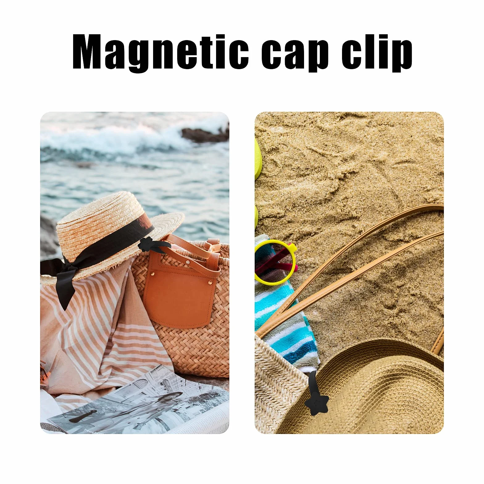 Klips do Kapelusza Magnetyczny AIEX 2 Sztuk Akcesoria Podróżne Czarny Beżowy