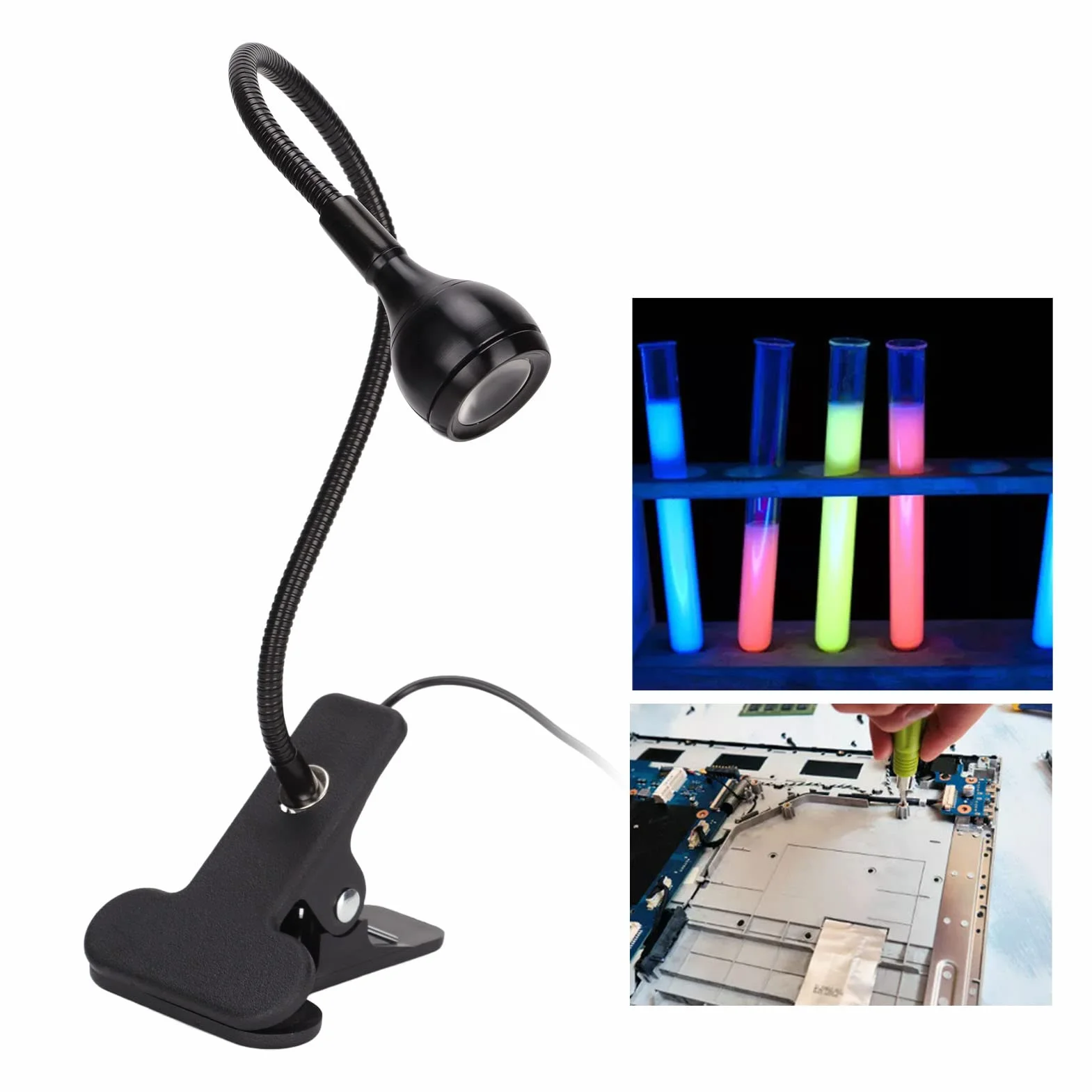 Lampa UV do Utwardzania Kleju, 395nm UV LED Black Light Oprawy z Gęsią Szyją, USB 3W LED Koralik Lampowy Ultrafioletowe Fioletowe światło, Lampa UV do Kleju do Naprawy Telefonu, żel UV do Paznokci