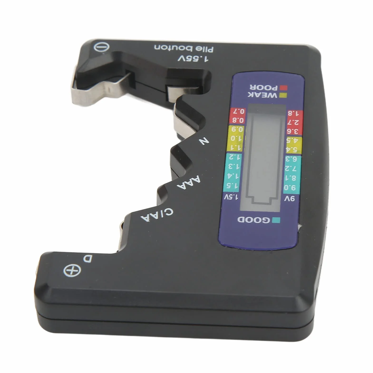 Yctze Cyfrowy tester pojemności baterii z wyświetlaczem LCD dla baterii guzikowych D C AA AAA N 1,5 V (czarny) baterie litowe aa