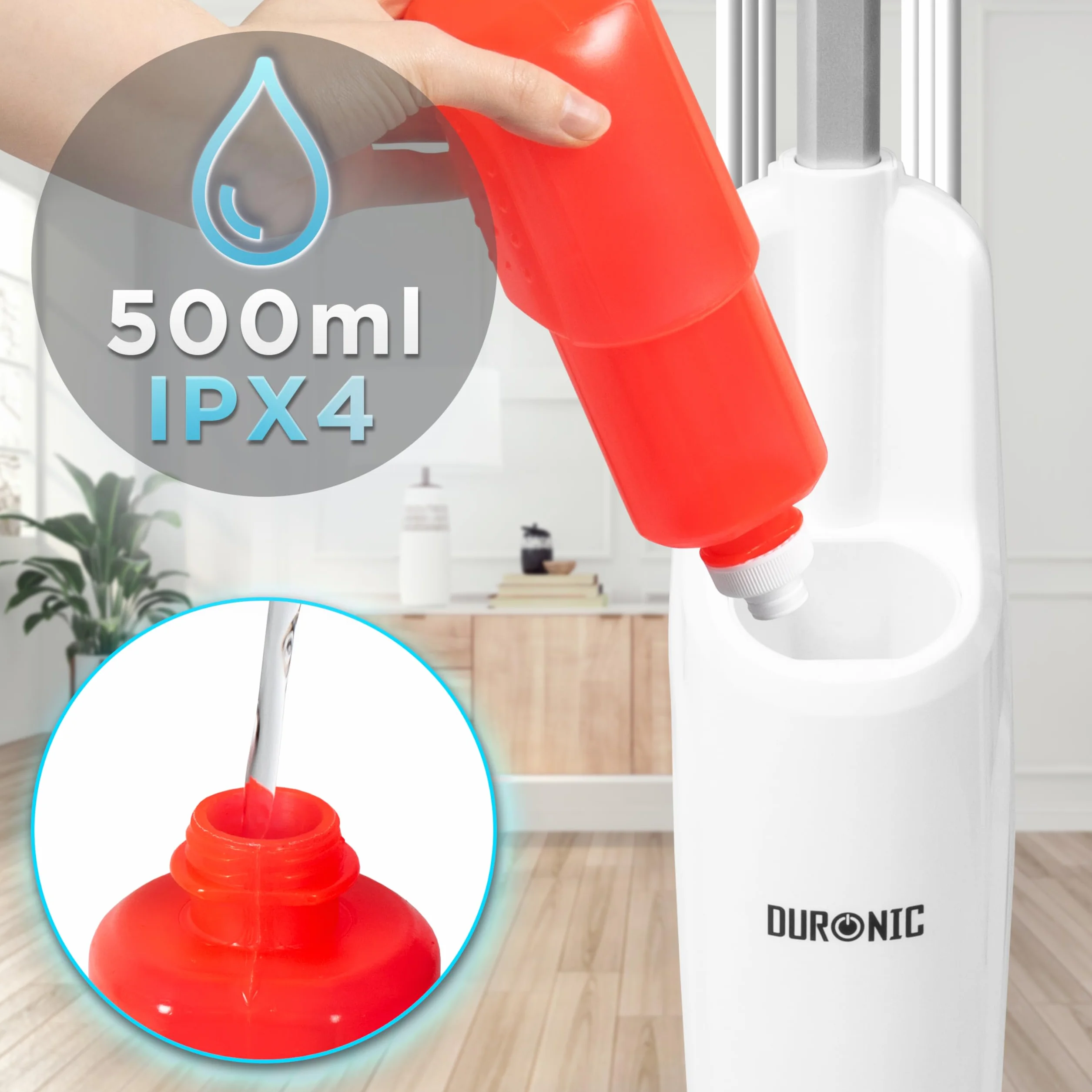 Duronic STM15 WE Elektryczny mop parowy 1500 W 500 ml 100°C Biały