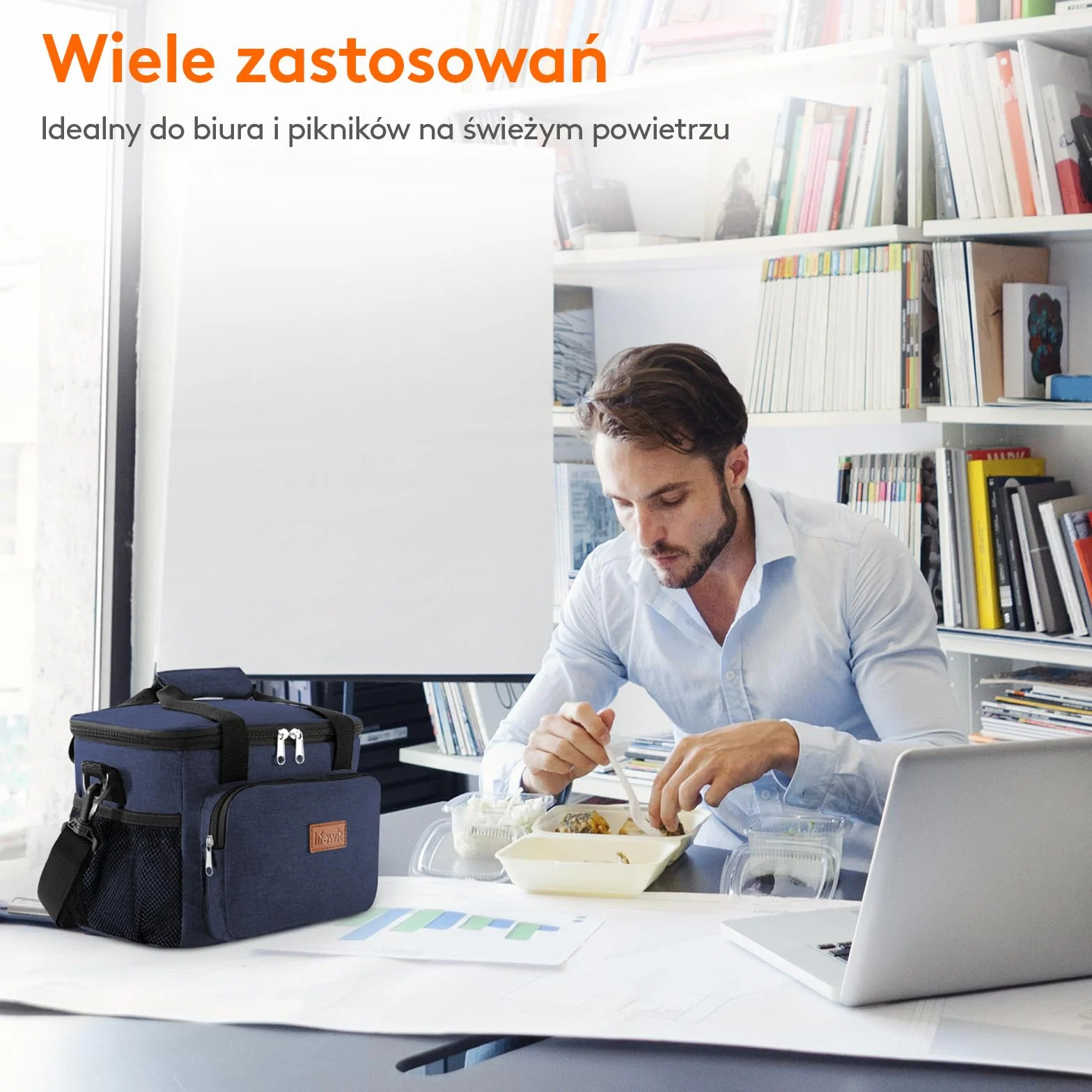 Lifewit Torba Termiczna Lunch Bag 9L Granatowy Dwuwarstwowa Cooler Praca Podróż Piknik